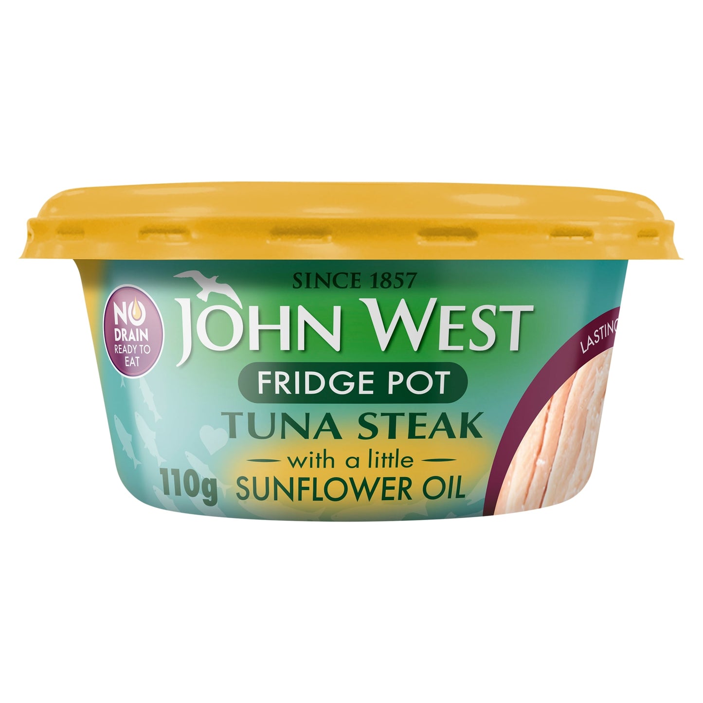 John West No Drain Fridge Pot Tuna Steak with a Little Sunflower Oil 110g — image 1