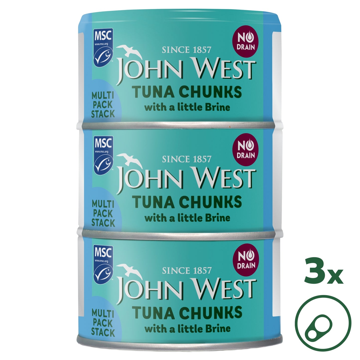 John West No Drain Tuna Chunks with a Little Brine MSC 3x100g — image 1