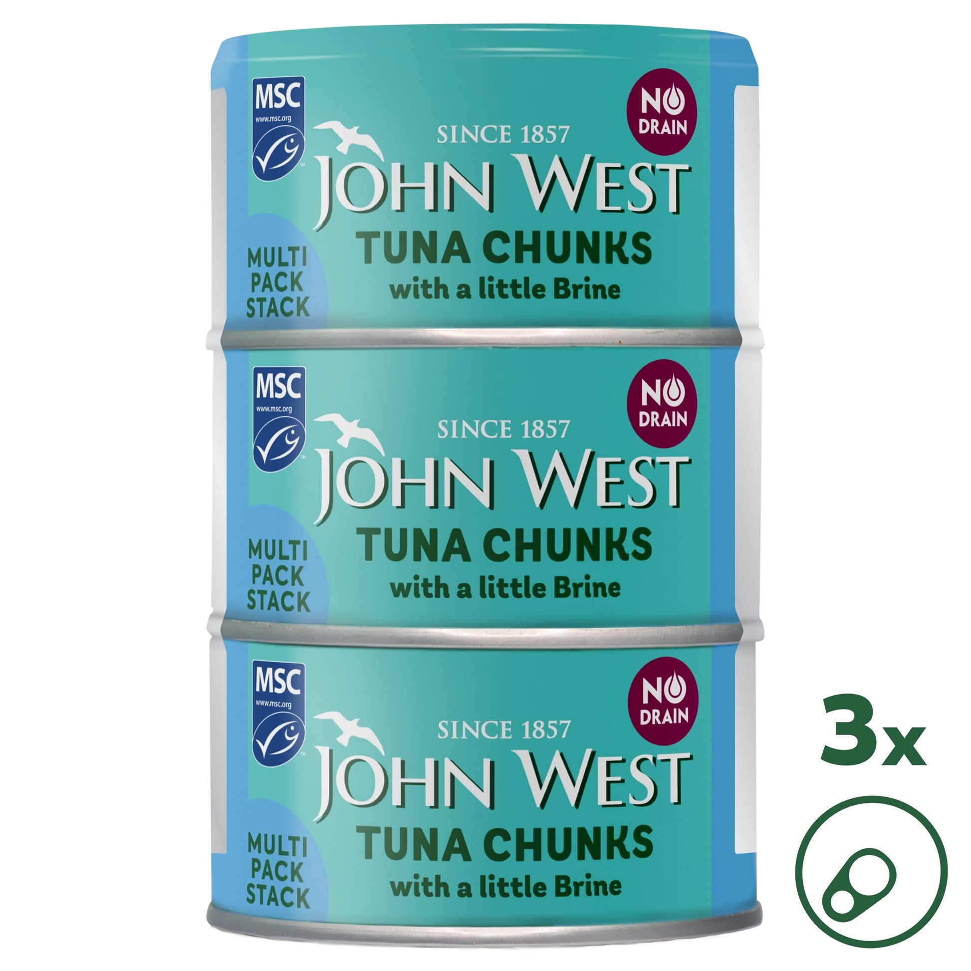 John West No Drain Tuna Chunks with a Little Brine MSC 3x100g — image 1