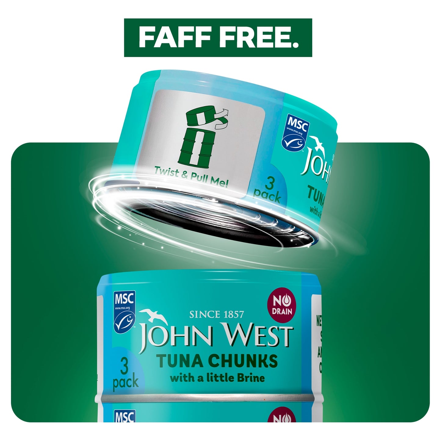 John West No Drain Tuna Chunks with a Little Brine MSC 3x100g — image 4