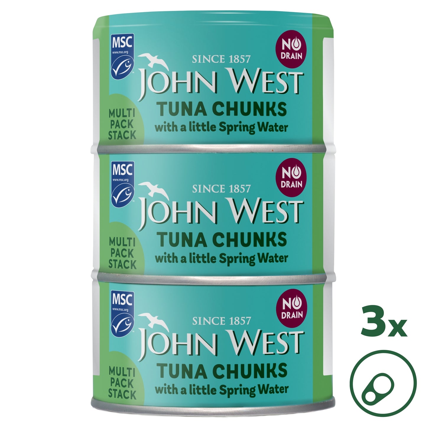John West No Drain Tuna Chunks with a Little Spring Water MSC 3x100g — image 1