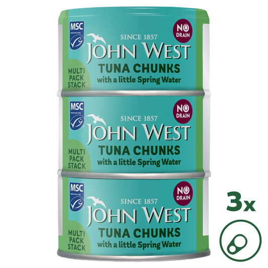 John West No Drain Tuna Chunks with a Little Spring Water MSC 3x100g — image 1