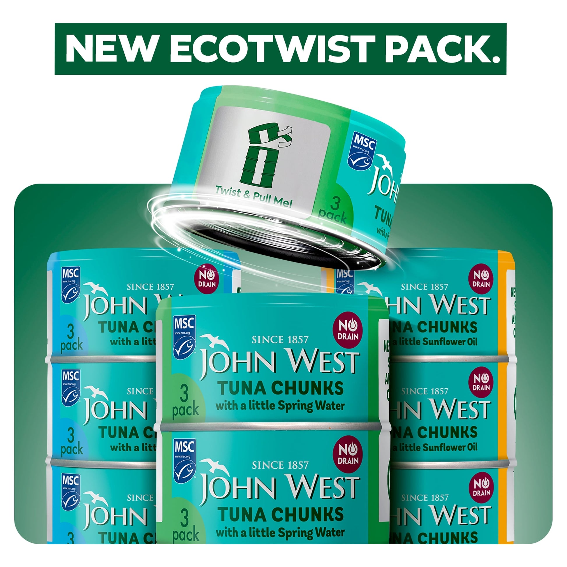 John West No Drain Tuna Chunks with a Little Spring Water MSC 3x100g — image 5