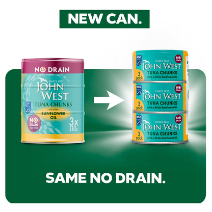 John West No Drain Tuna Chunks with a Little Sunflower Oil MSC 3x100g — image 2