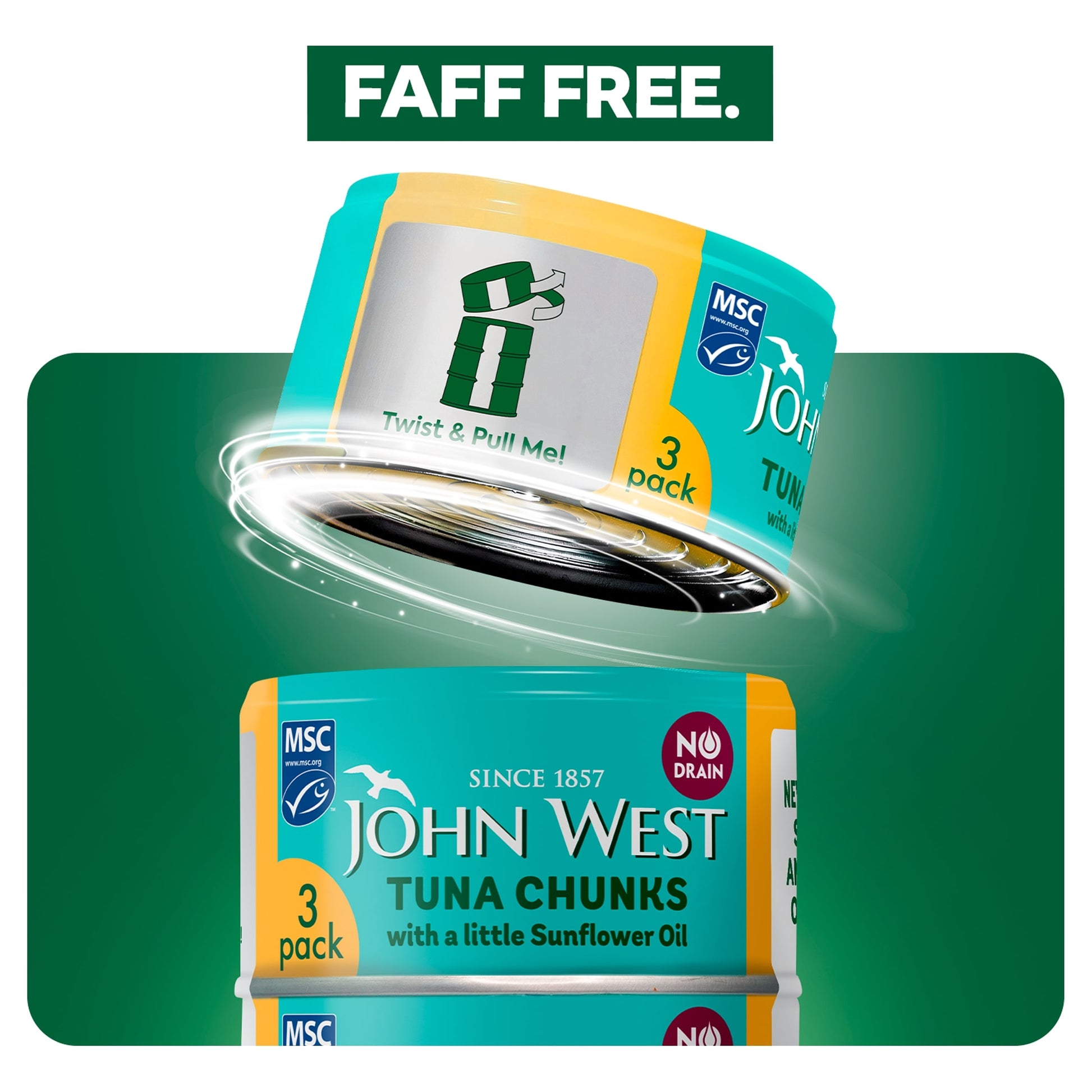 John West No Drain Tuna Chunks with a Little Sunflower Oil MSC 3x100g — image 4
