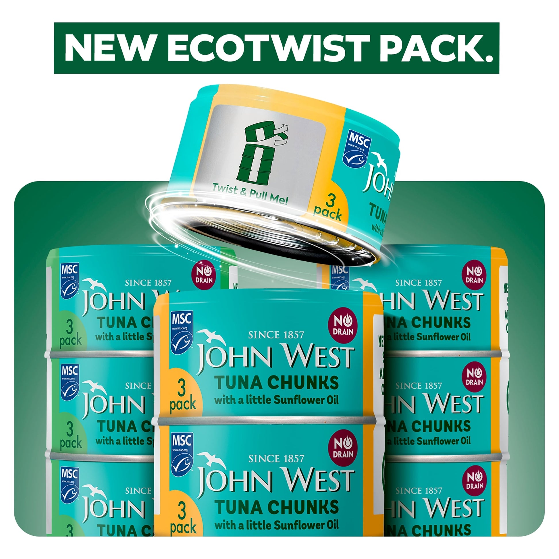 John West No Drain Tuna Chunks with a Little Sunflower Oil MSC 3x100g — image 5