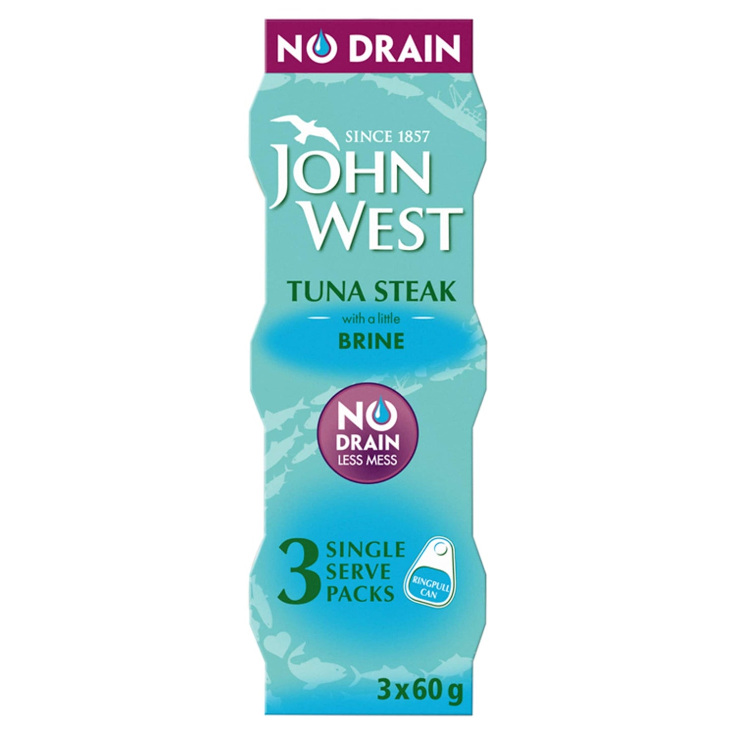 John West No Drain Tuna Steak in Brine 3 x 60g — image 1
