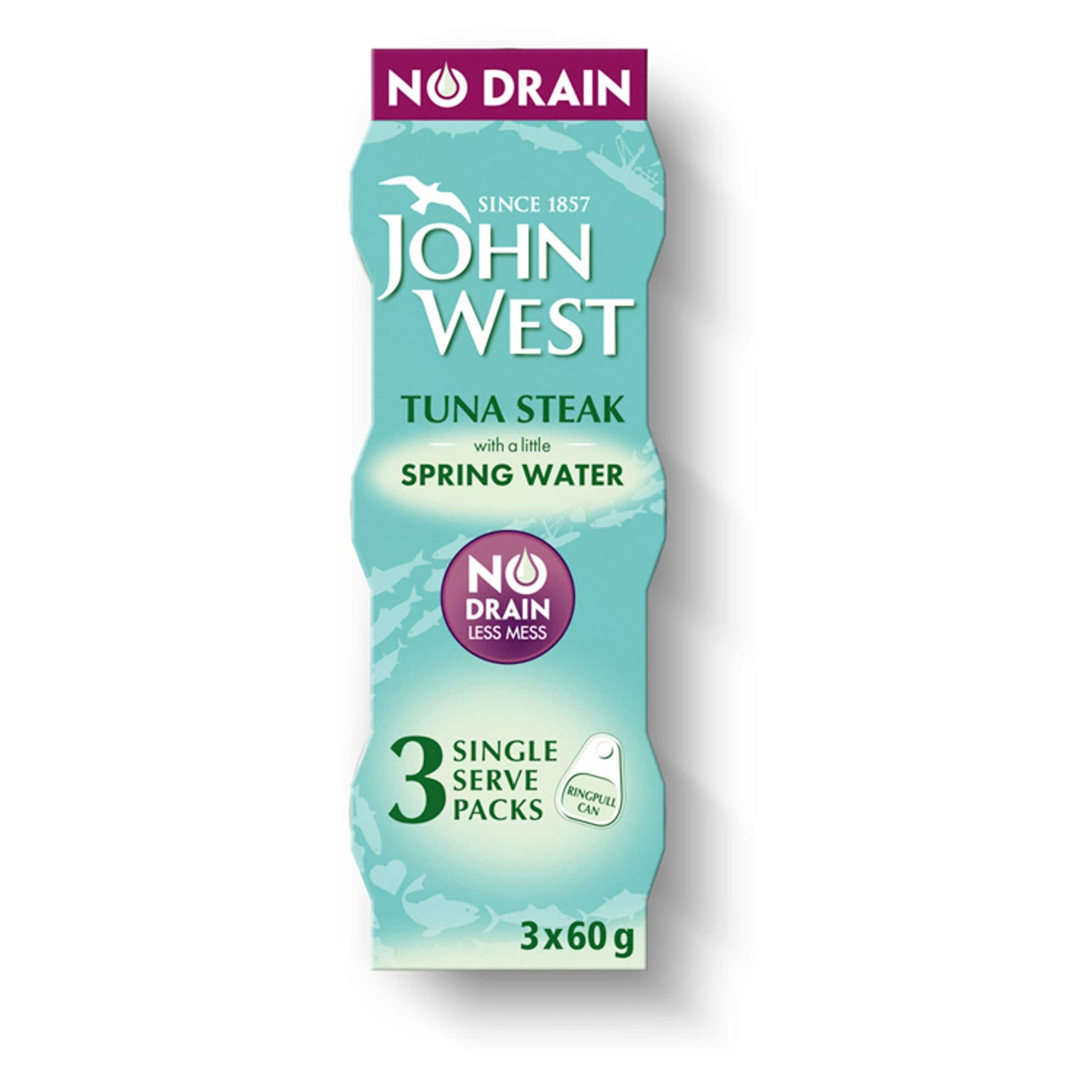 John West No Drain Tuna Steak In Spring Water 3X60g — image 1
