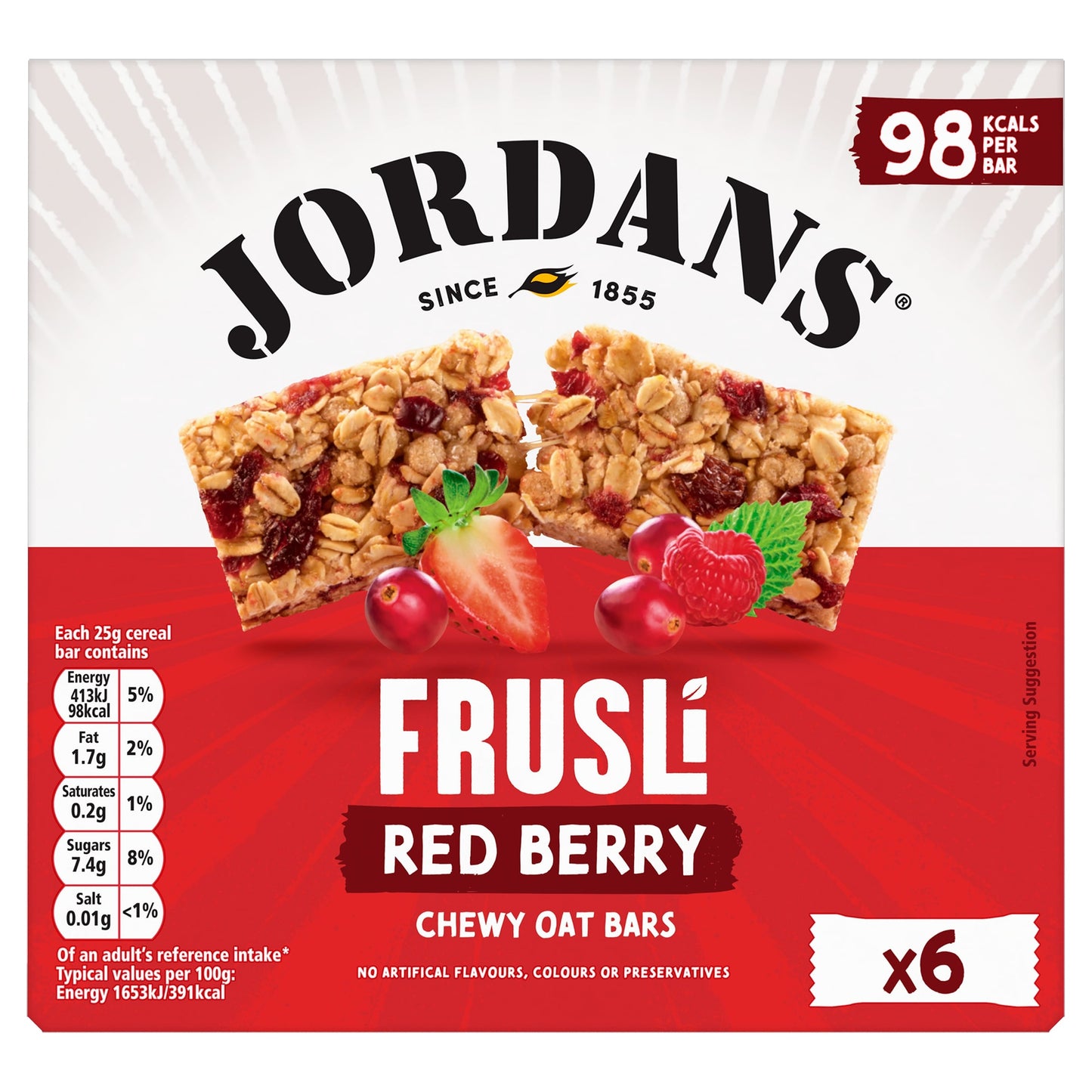 Jordans Frusli Red Berry Cereal Bars 6 x 25g — image 1
