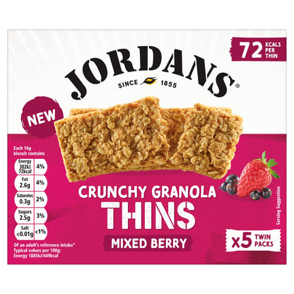 Jordans Granola Thins Mixed Berry Oat Cereal Snack Bars 160g — image 1