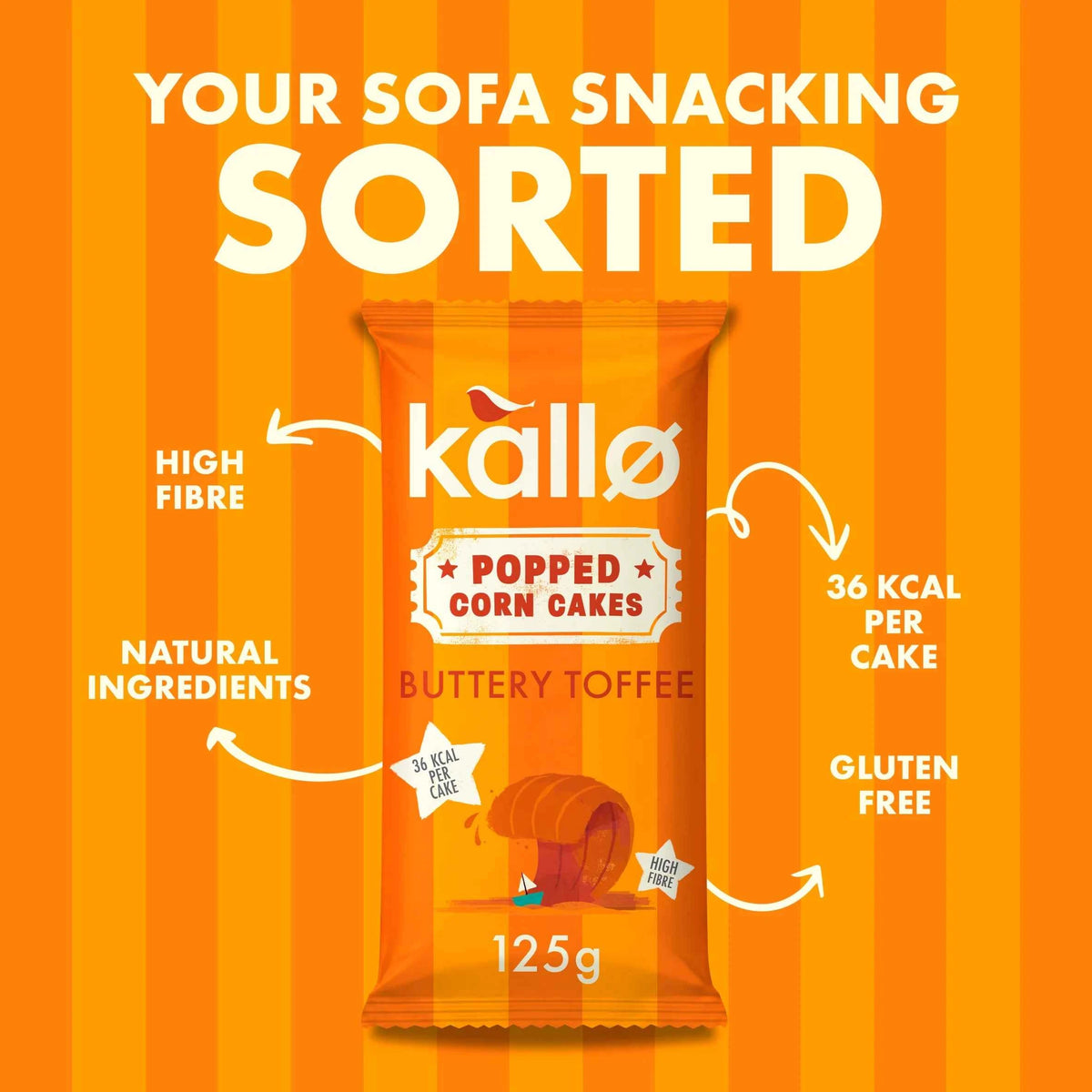 kallo Butter Toffee Popped Corn Cakes 125g