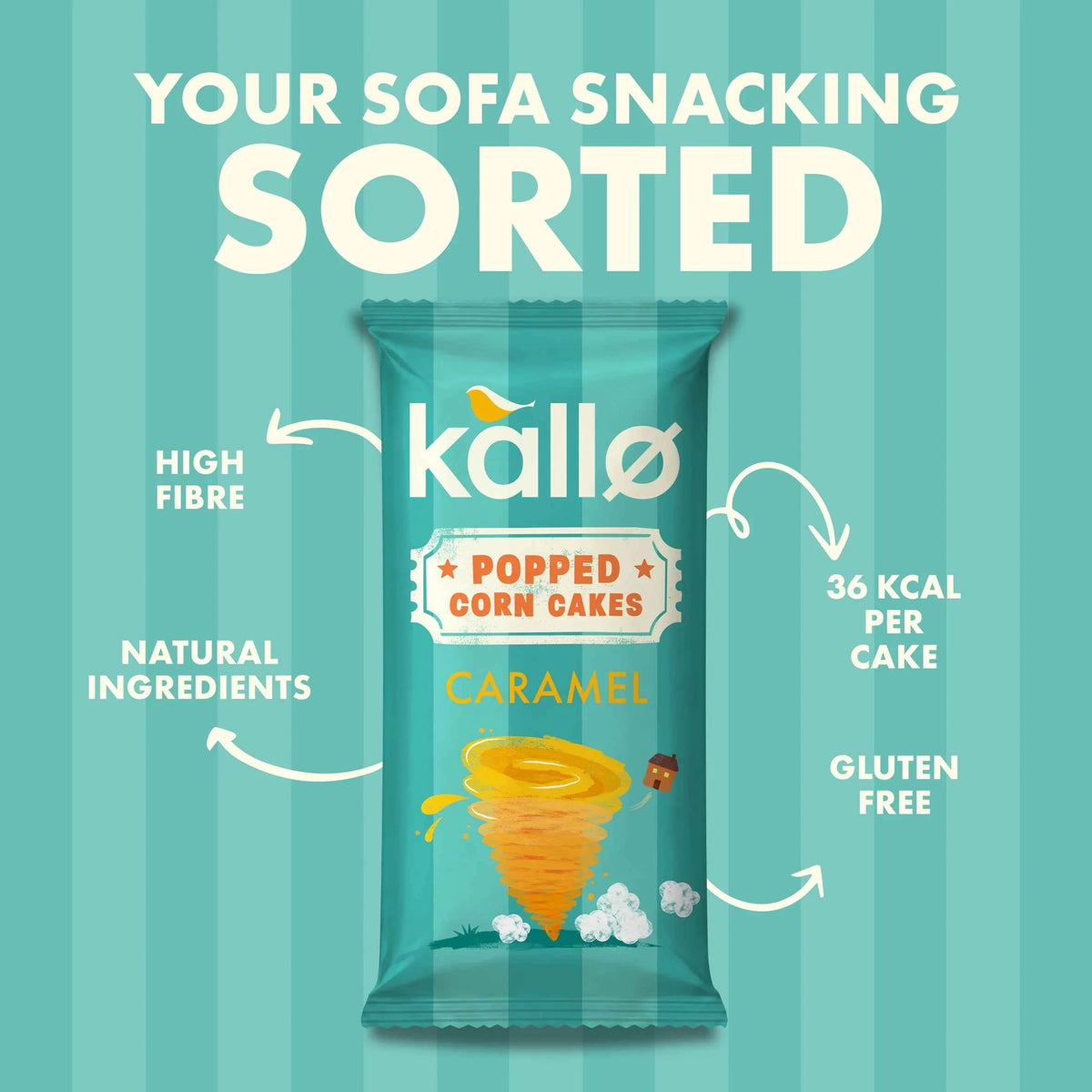 kallo Caramel Popped Corn Cakes 125g