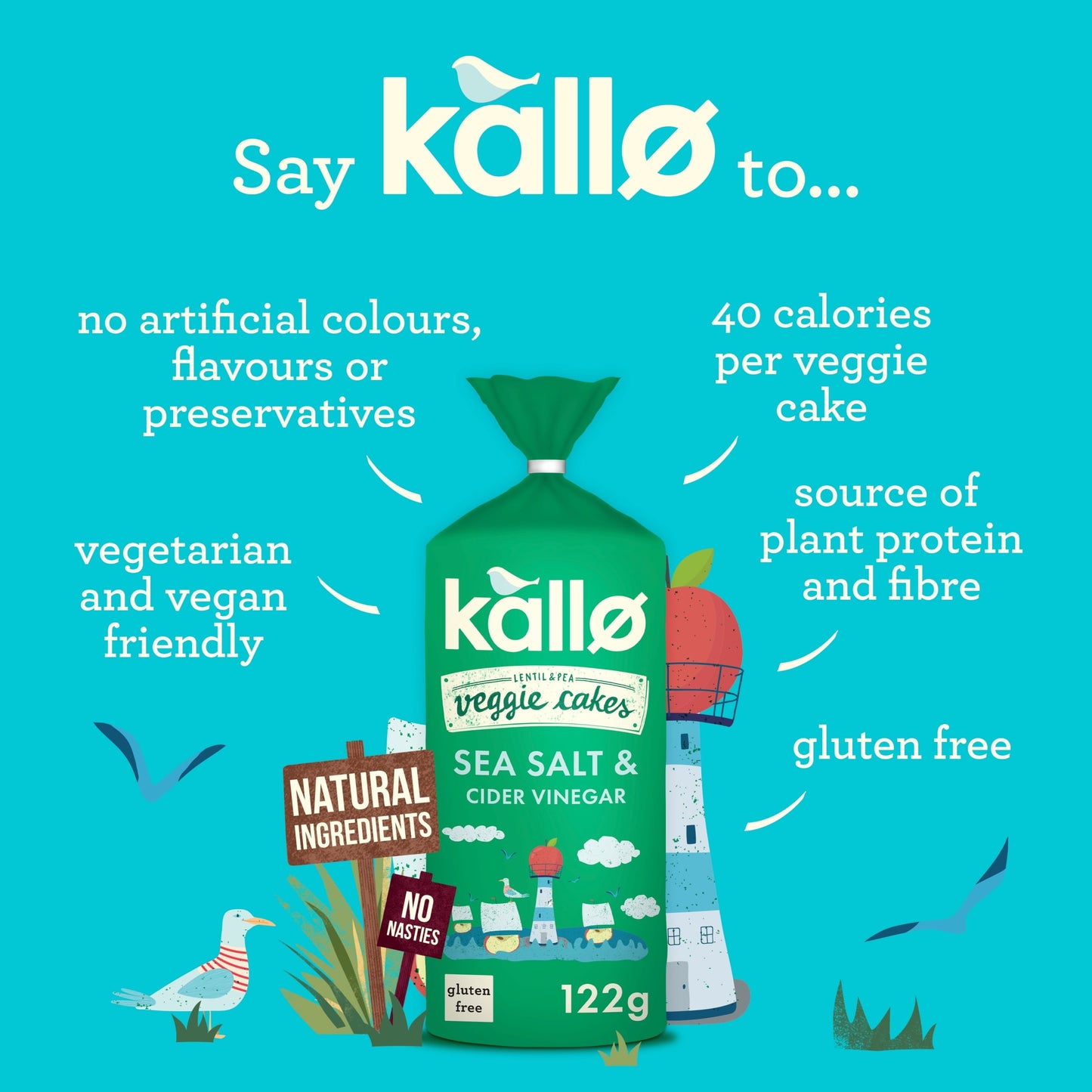 Kallo Lentil & Pea Veggie Cakes Sea Salt & Cider Vinegar 122g — image 2