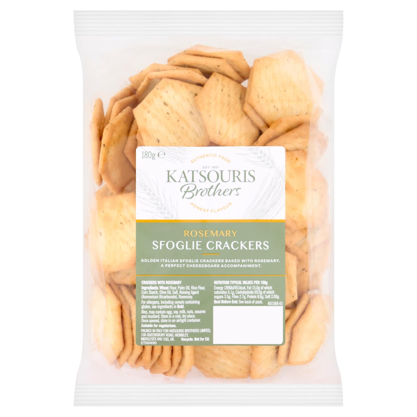 Katsouris Brothers Rosemary Sfoglie Crackers 180g — image 1