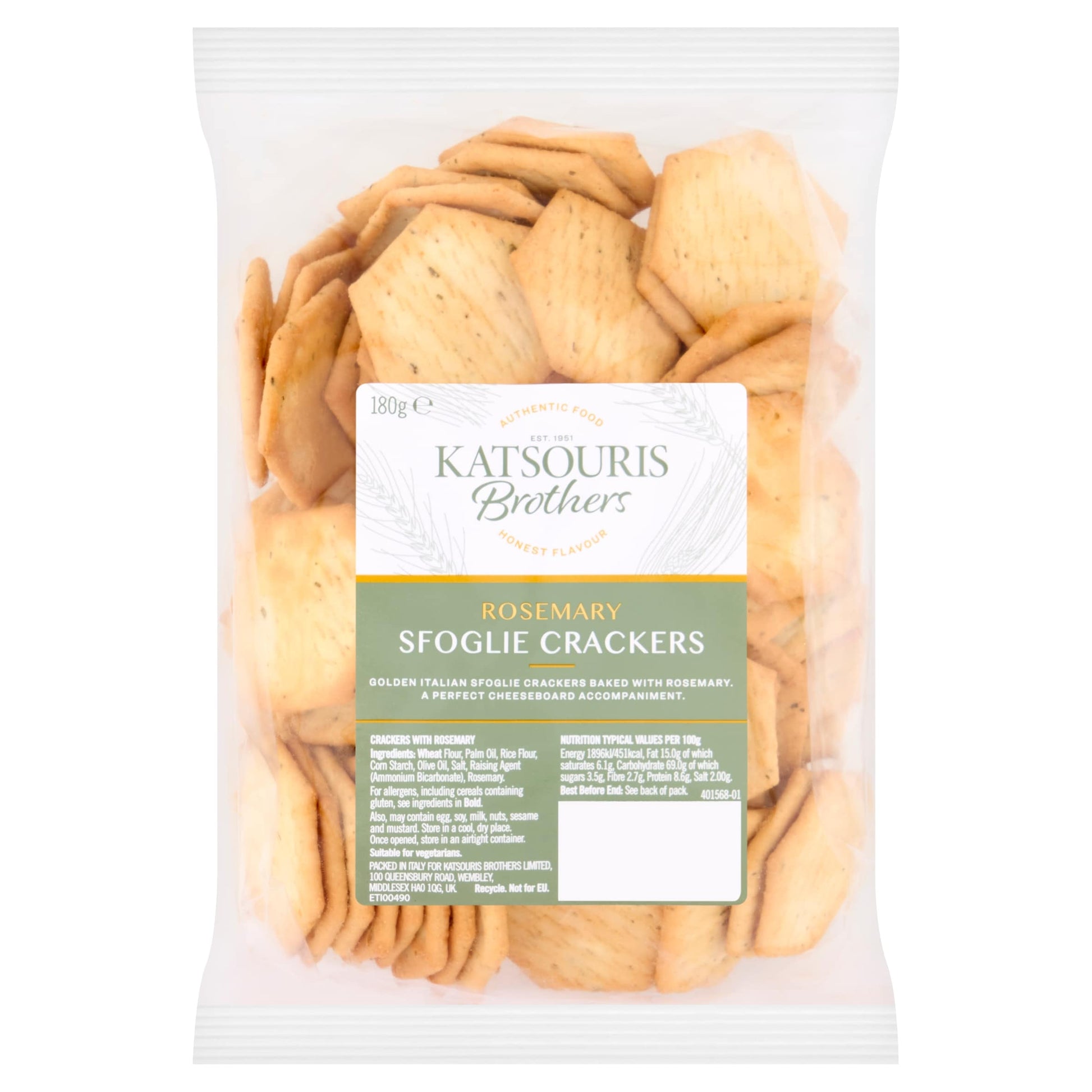 Katsouris Brothers Rosemary Sfoglie Crackers 180g — image 1