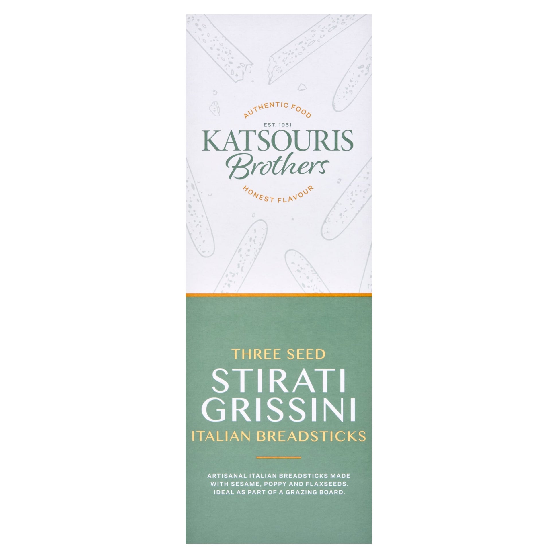 Katsouris Brothers Three Seed Stirati Grissini Italian Breadsticks 100g — image 1
