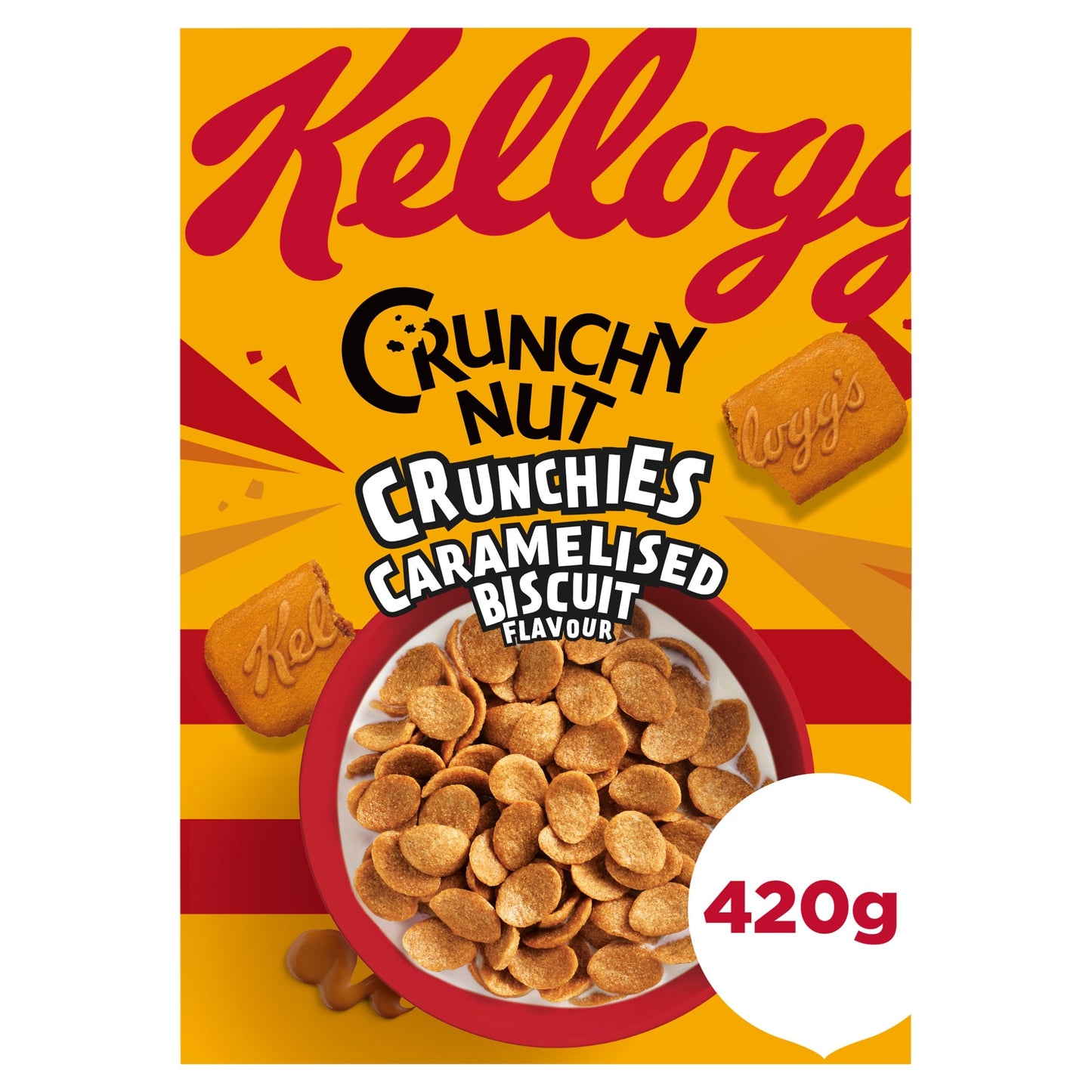 Kellogg's Crunchy Nut Caramelised Biscuit Crunchies Breakfast Cereal 420g — image 1