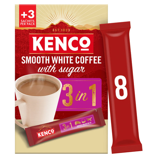 Kenco 3 in 1 Smooth White Instant Coffee Sachets 8 X 12.6g — image 1