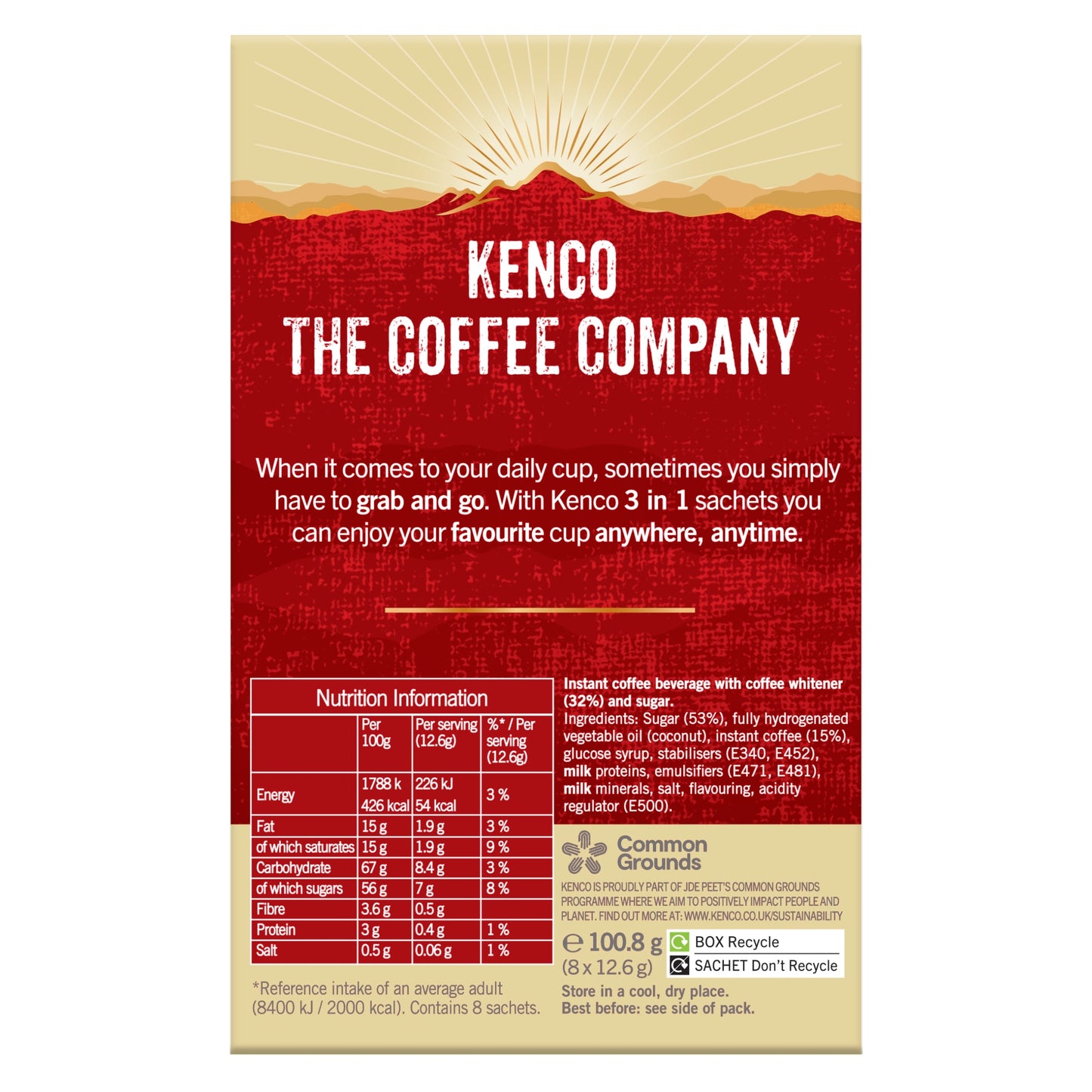Kenco 3 in 1 Smooth White Instant Coffee Sachets 8 X 12.6g — image 2