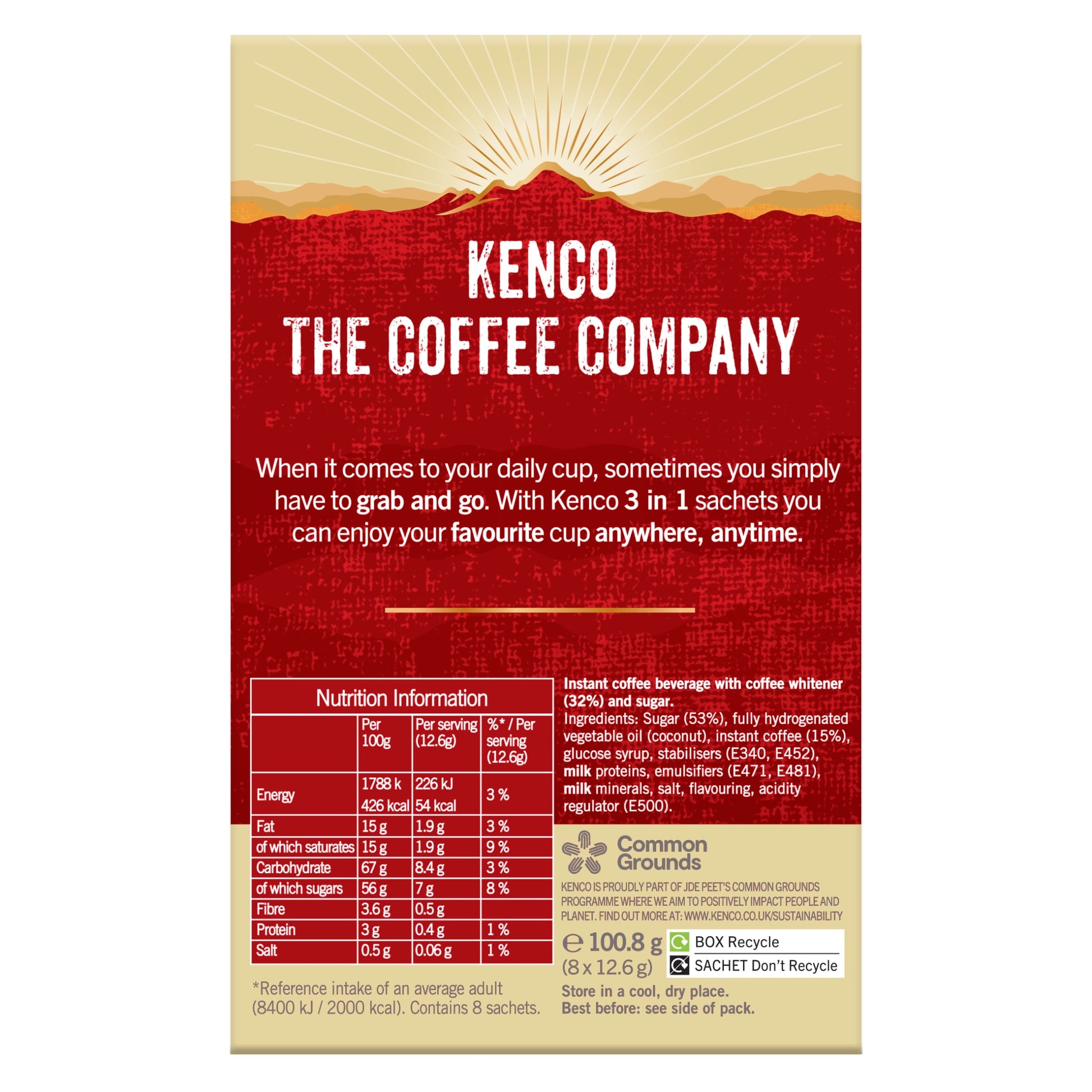 Kenco 3 in 1 Smooth White Instant Coffee Sachets 8 X 12.6g — image 2