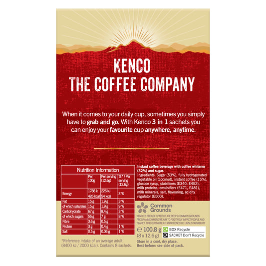 Kenco 3 in 1 Smooth White Instant Coffee Sachets 8 X 12.6g — image 2
