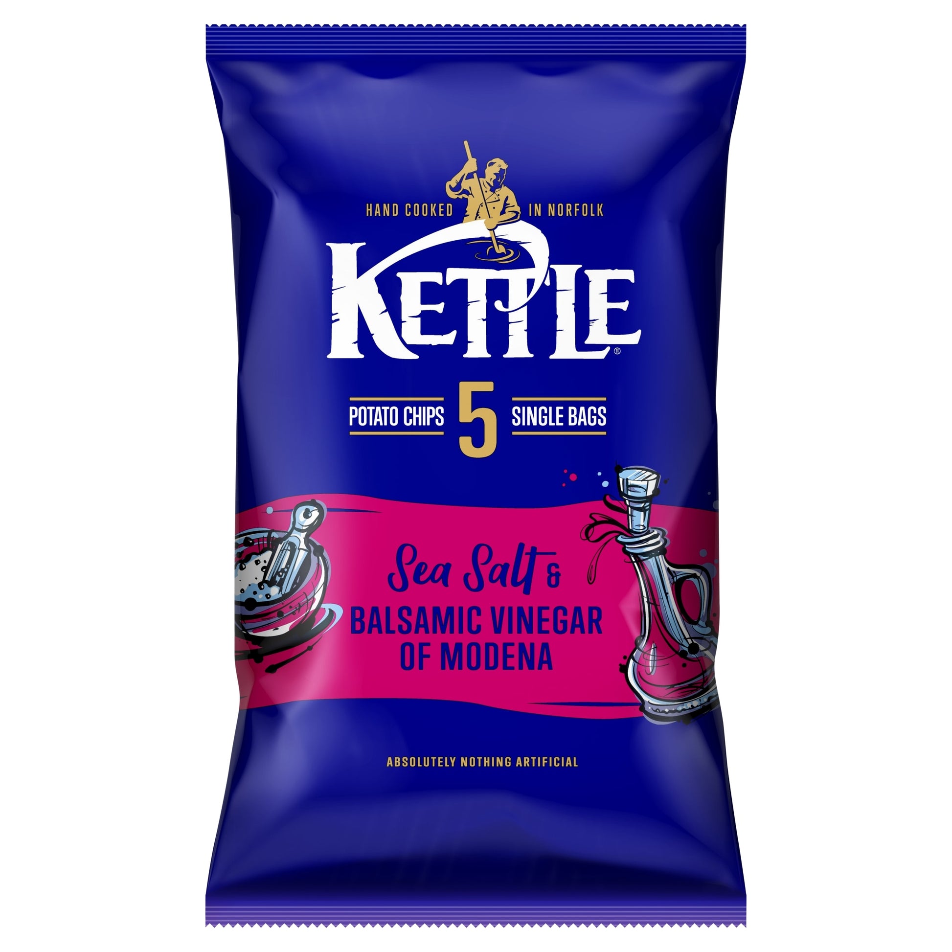 KETTLE Sea Salt & Balsamic Vinegar of Modena Potato Chips 5 x 25g — image 1