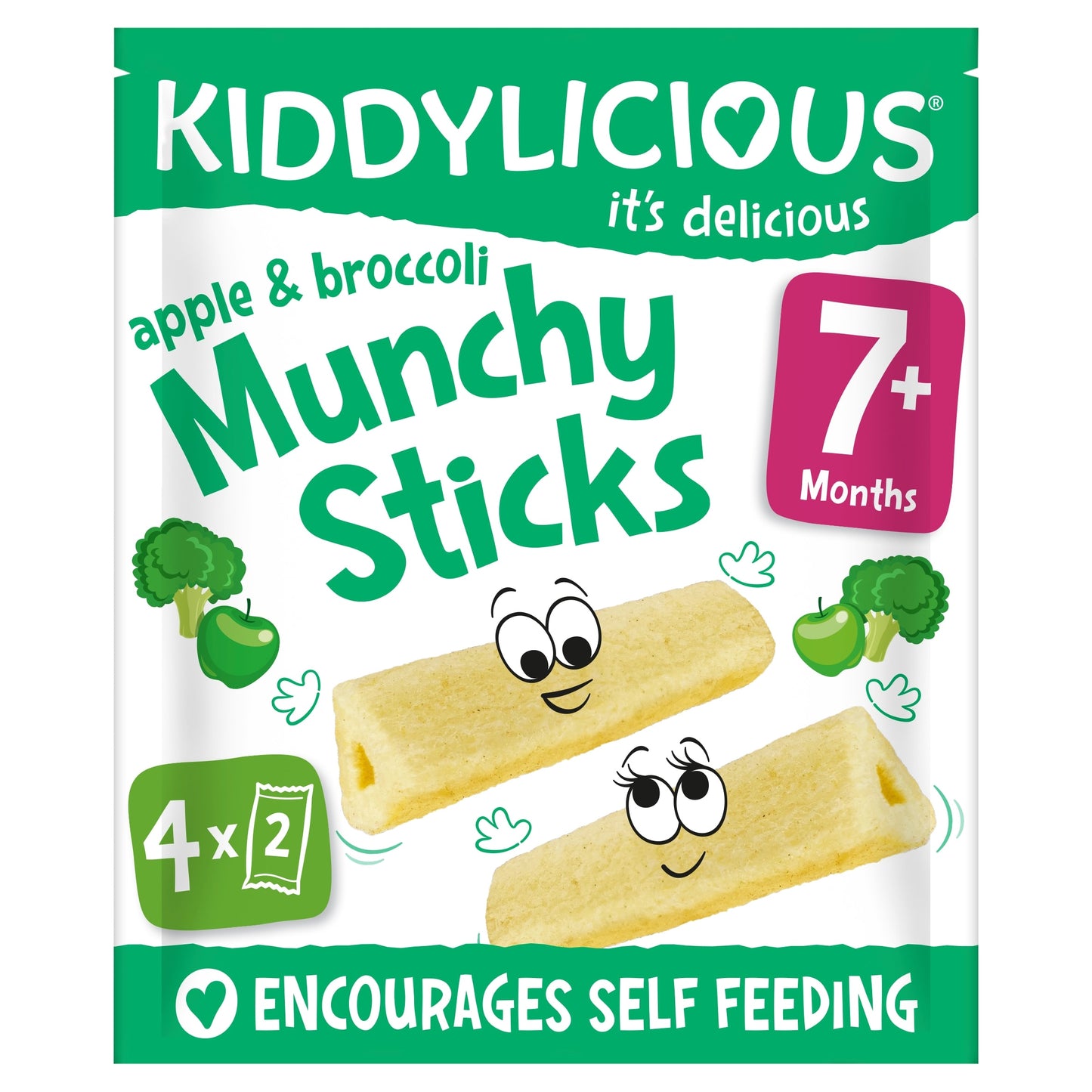 Kiddylicious Apple & Broccoli Munchy Sticks 4x4g — image 1