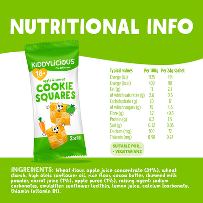 Kiddylicious Apple & Carrot Cookie Squares 6x24g — image 3