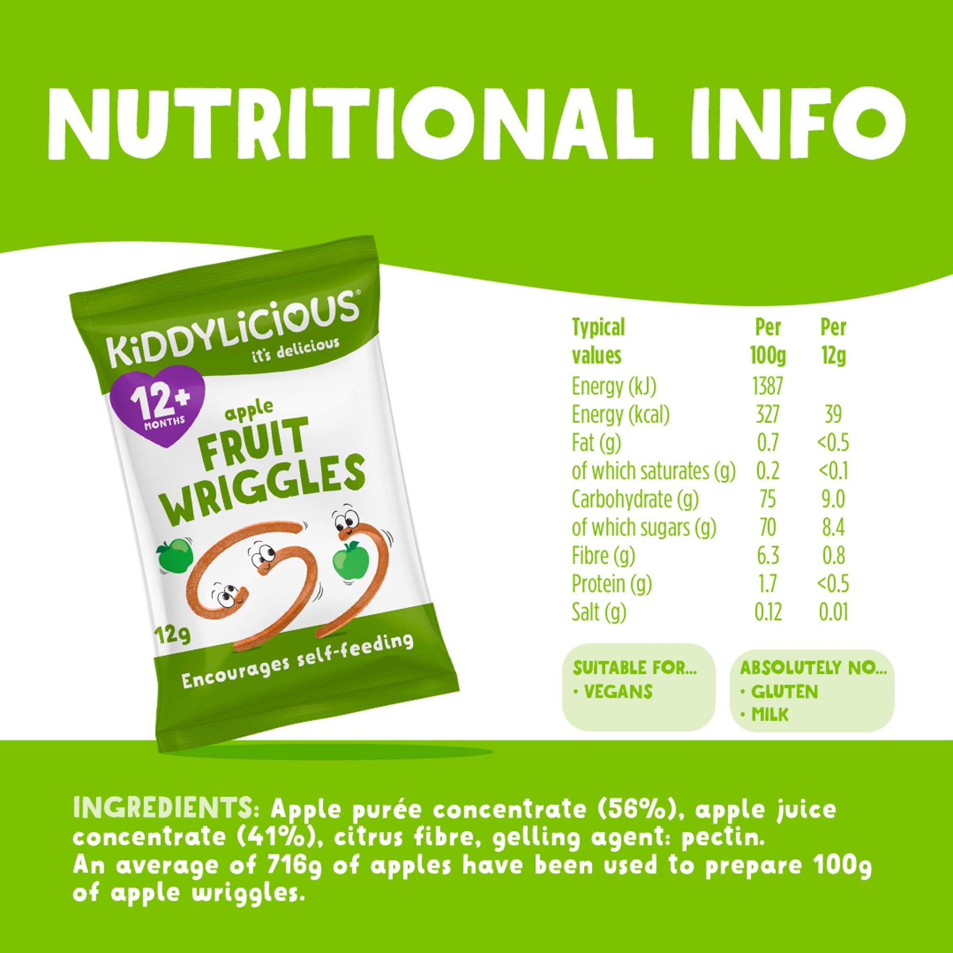 Kiddylicious Apple Fruit Wriggles 12G — image 3