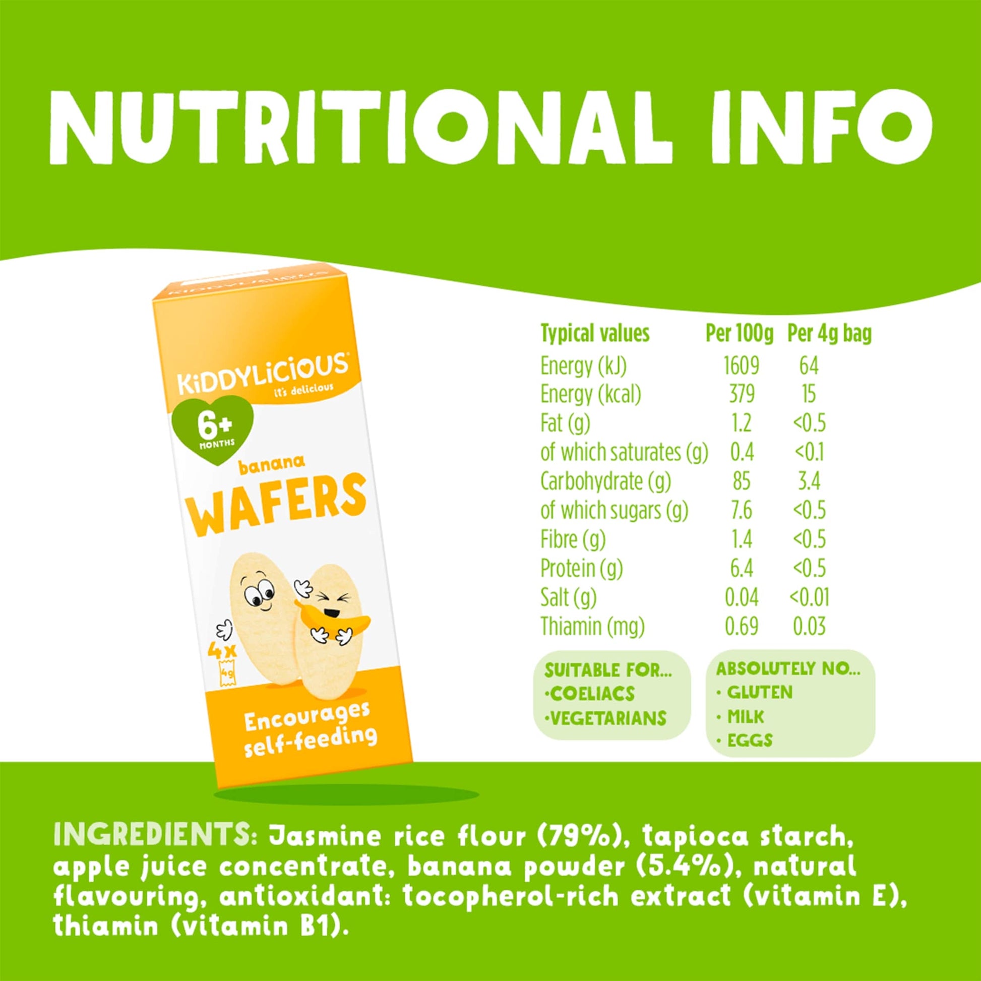 Kiddylicious Banana Wafers 6 Months 4Pack 16G — image 3