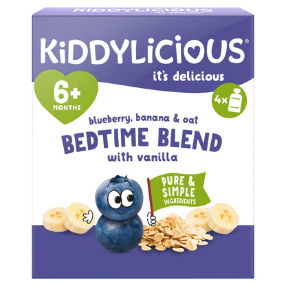Kiddylicious Bedtime Blend Blueberry Banana & Oat Pouches 4x100g — image 1