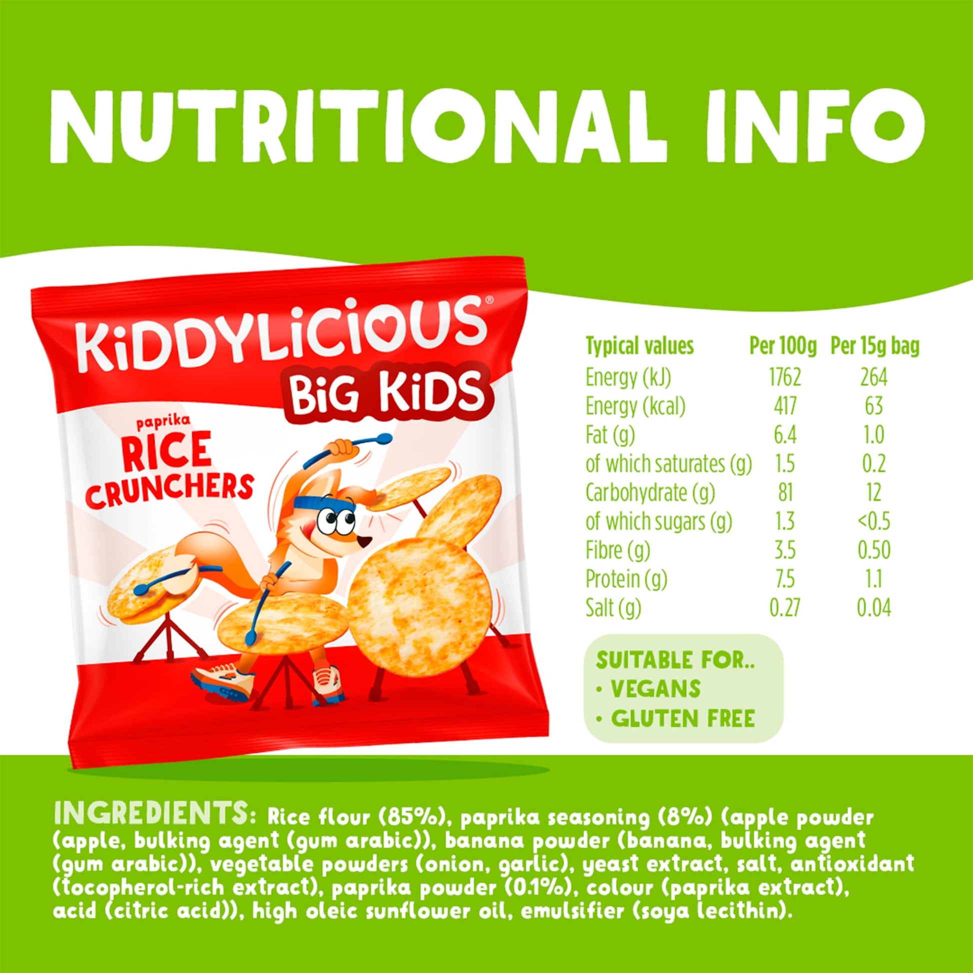 Kiddylicious Big Kids Paprika Rice Crunchers 4x15g — image 3