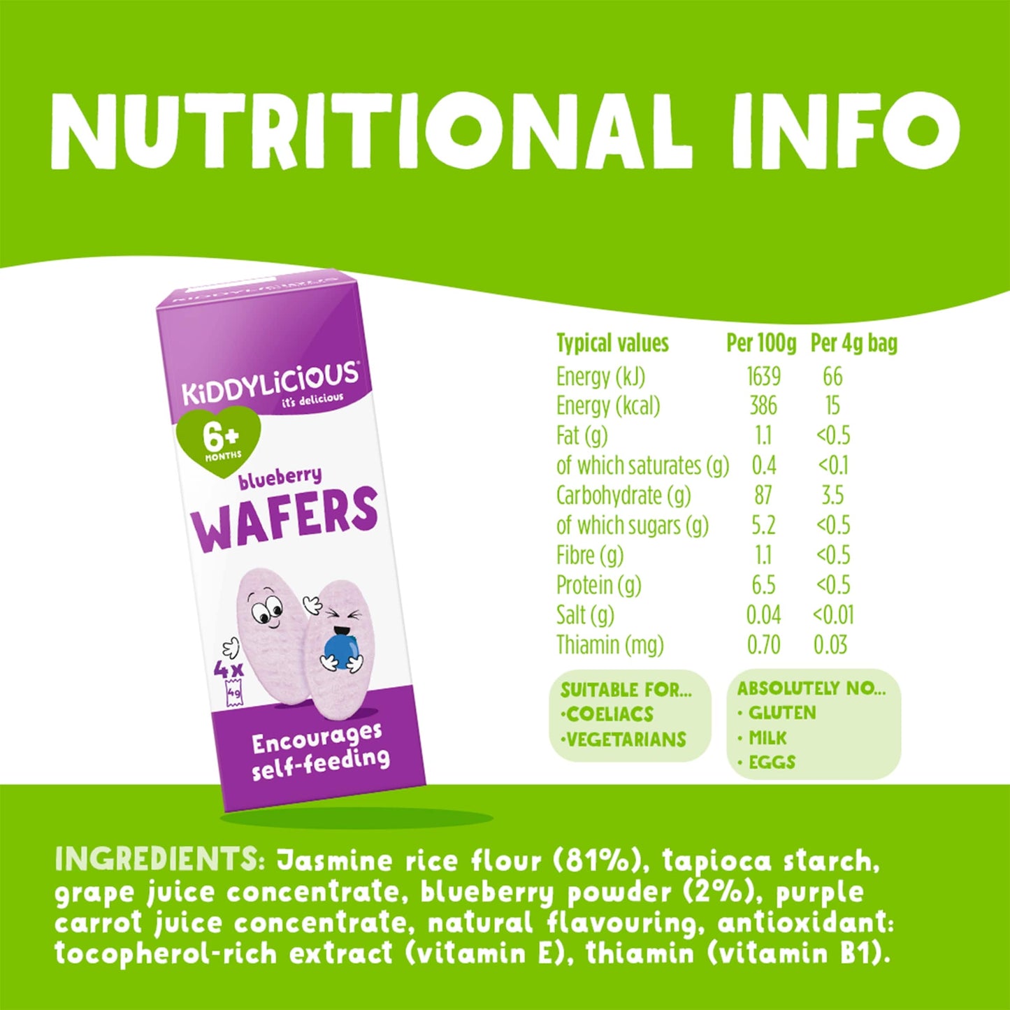 Kiddylicious Blueberry Wafers 6Mth 4Pack 16G — image 3