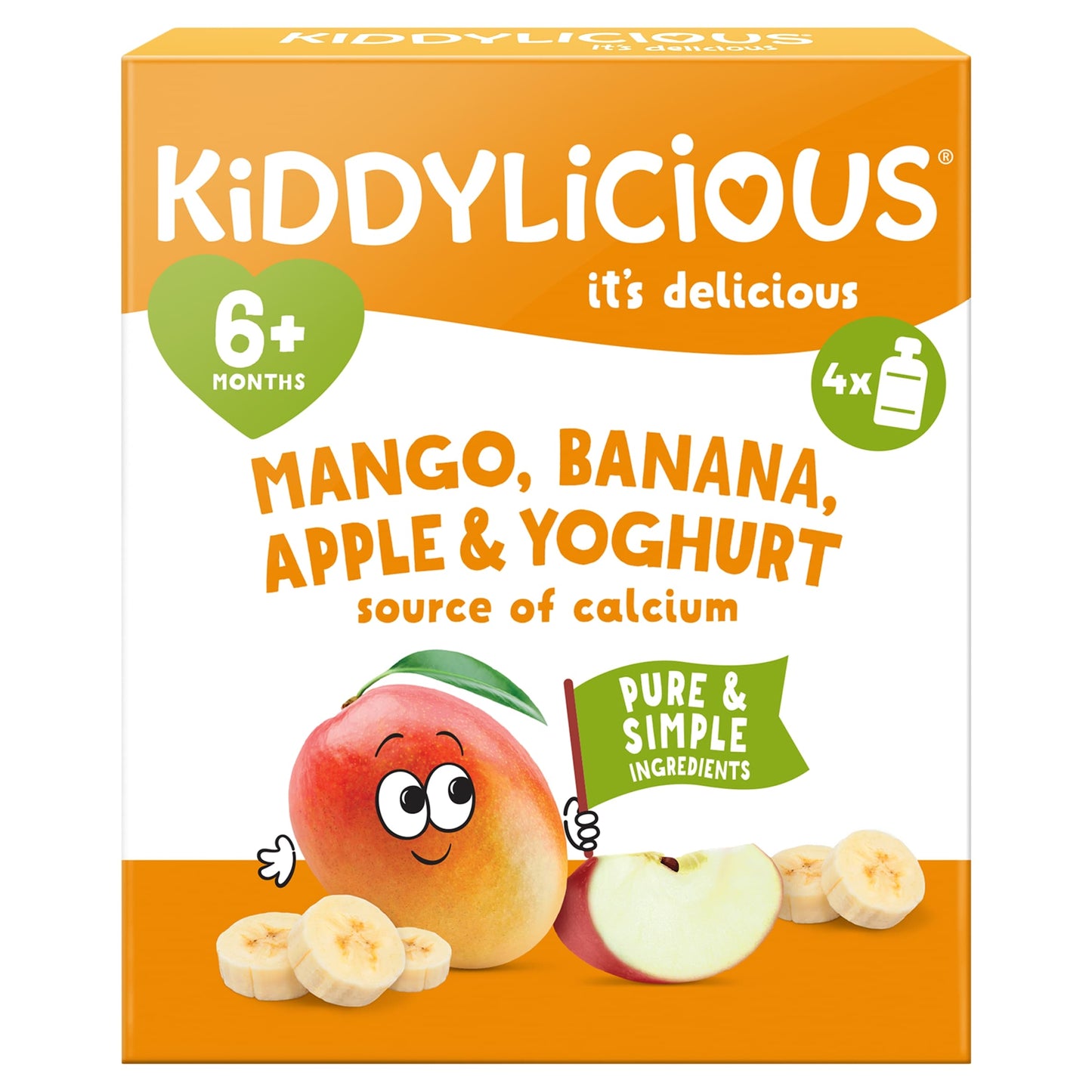 Kiddylicious Mango, Banana, Apple & Yoghurt Pouch 4x100g — image 1