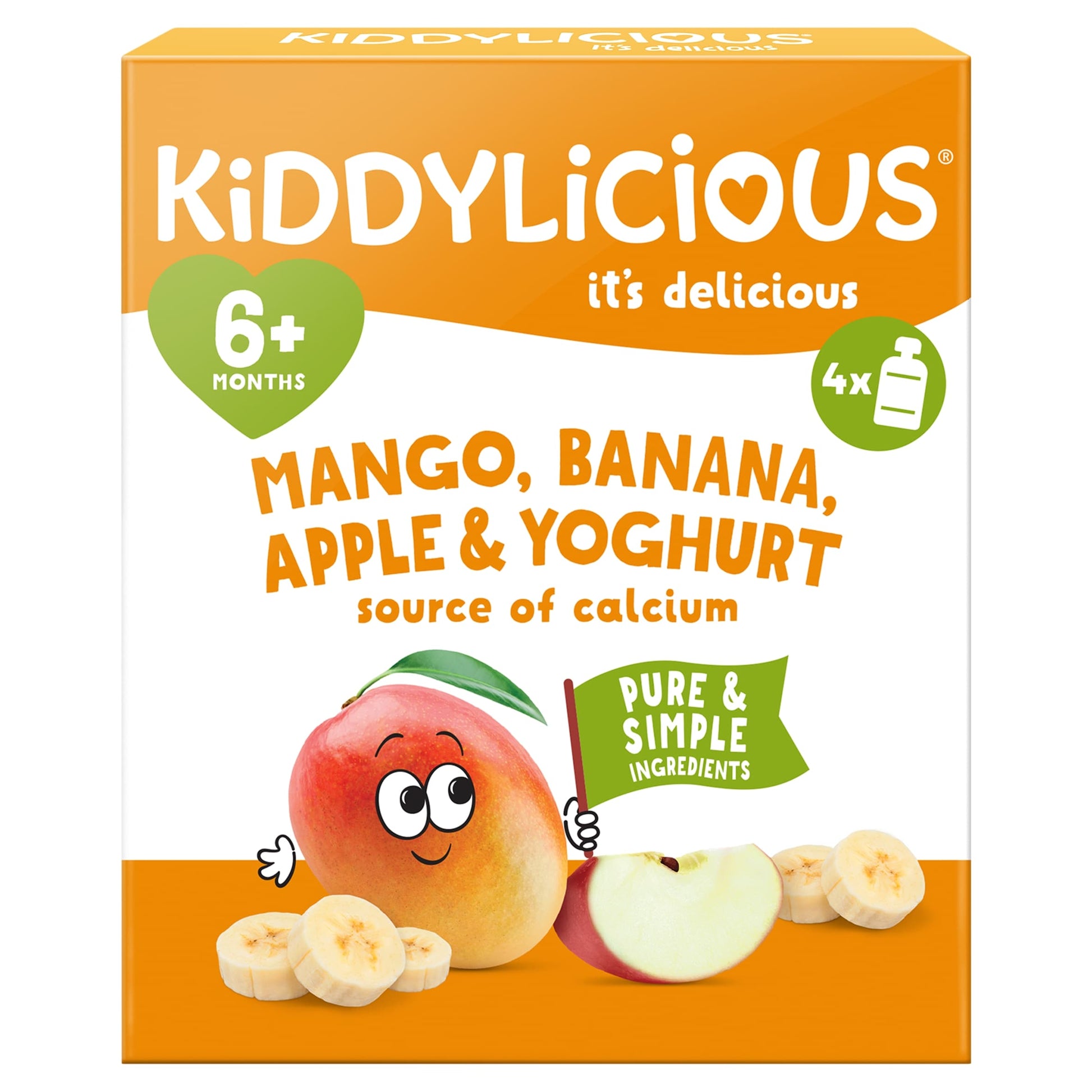 Kiddylicious Mango, Banana, Apple & Yoghurt Pouch 4x100g — image 1