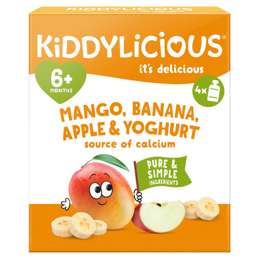 Kiddylicious Mango, Banana, Apple & Yoghurt Pouch 4x100g — image 1