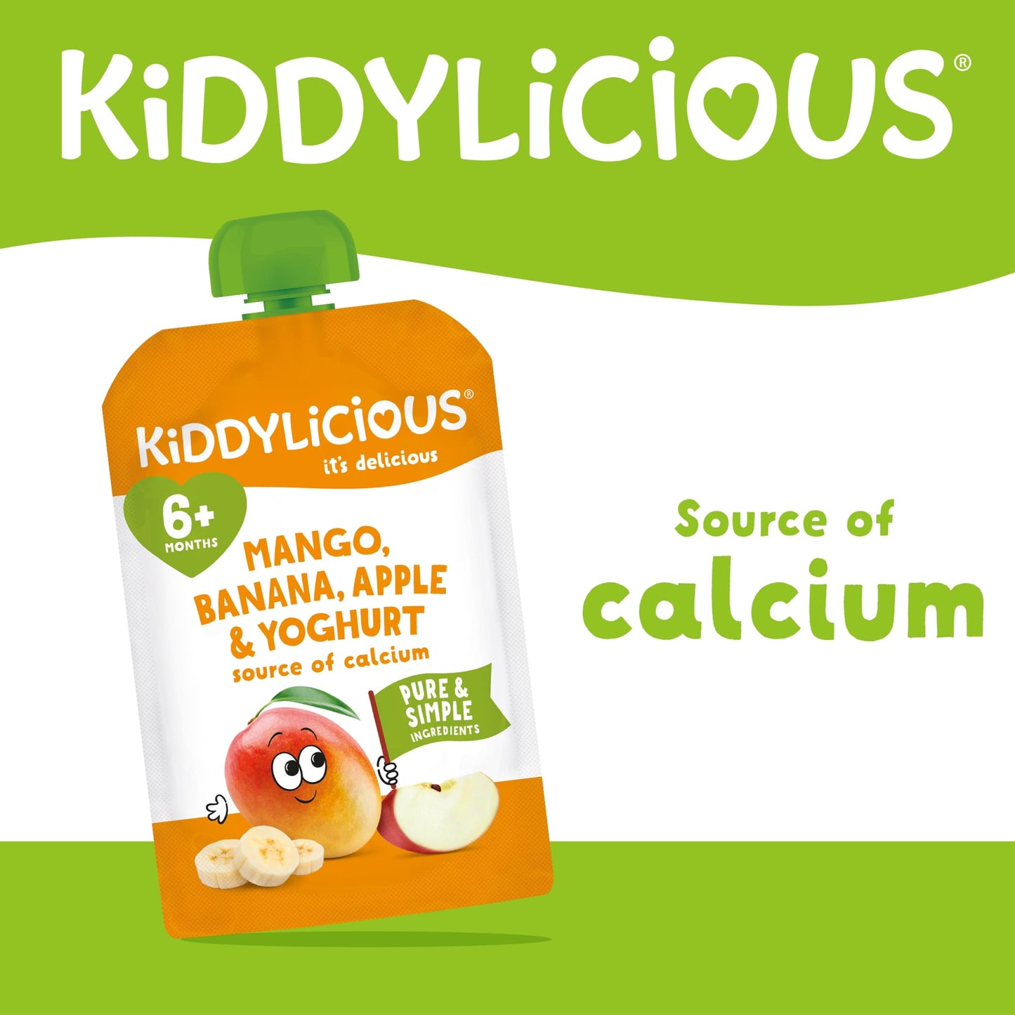 Kiddylicious Mango, Banana, Apple & Yoghurt Pouch 4x100g — image 2
