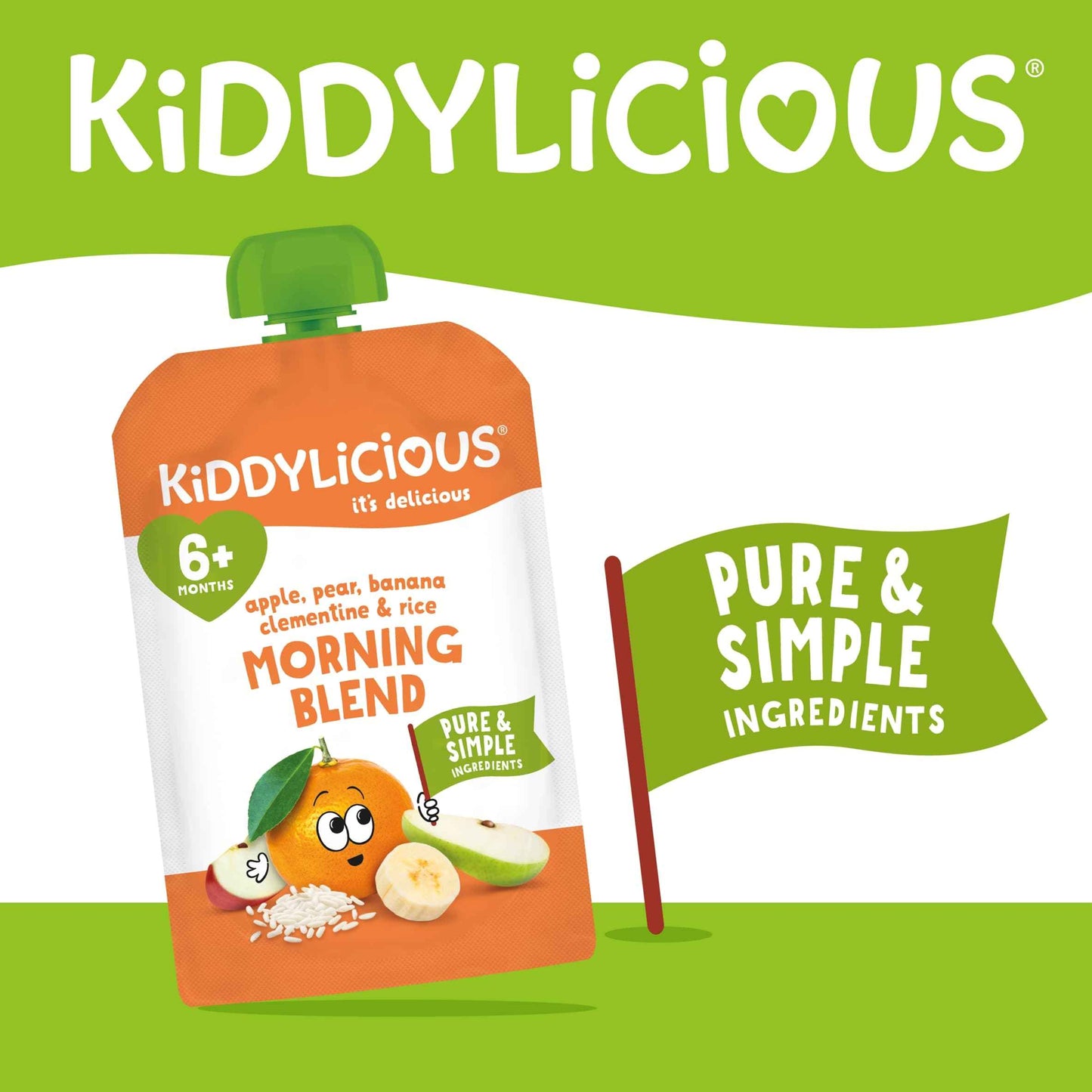 KIDDYLICIOUS Morning Blend Apple, Pear, Banana, Clementine And Rice