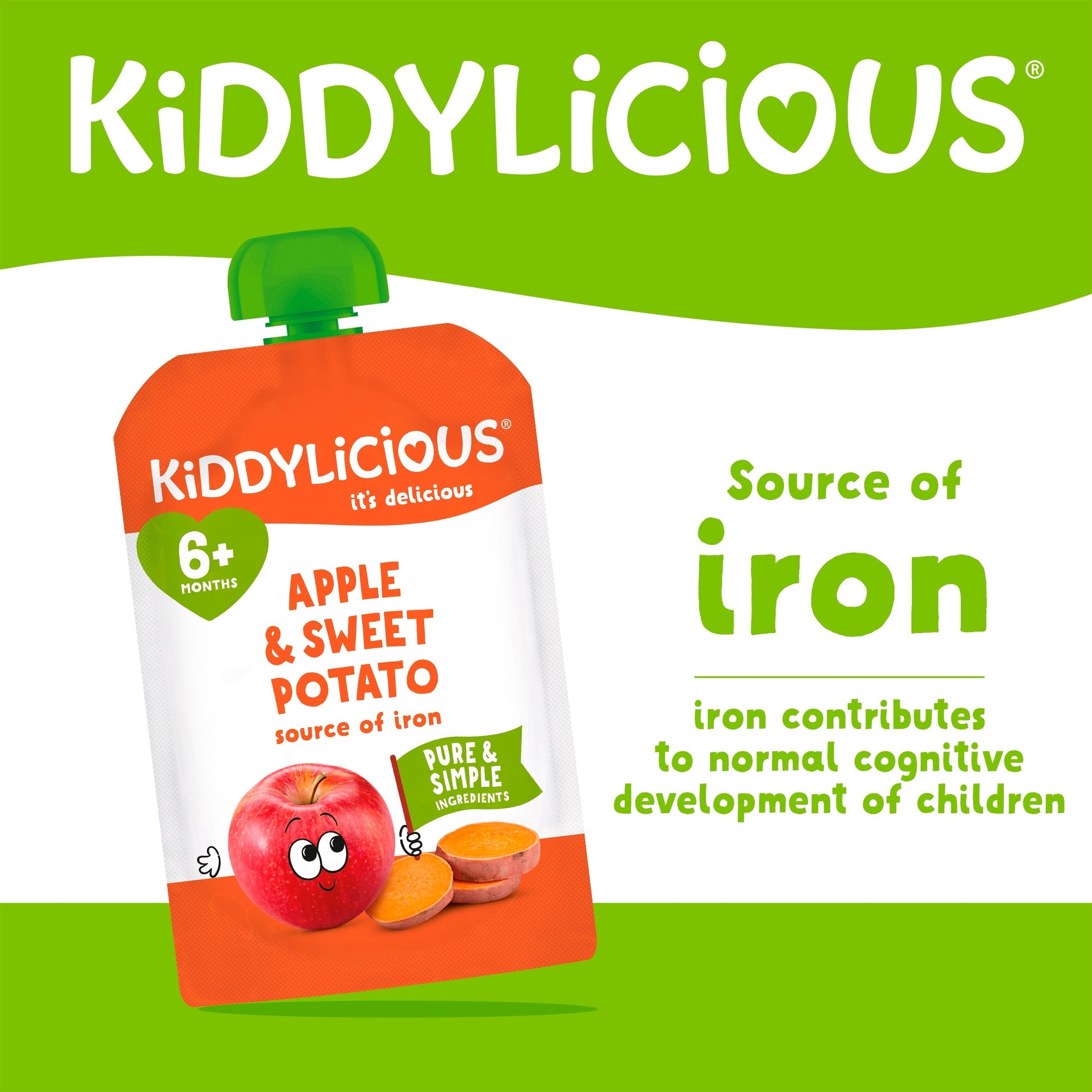 Kiddylicious Pouches Apple & Sweet Potato 6m+ 100g — image 2