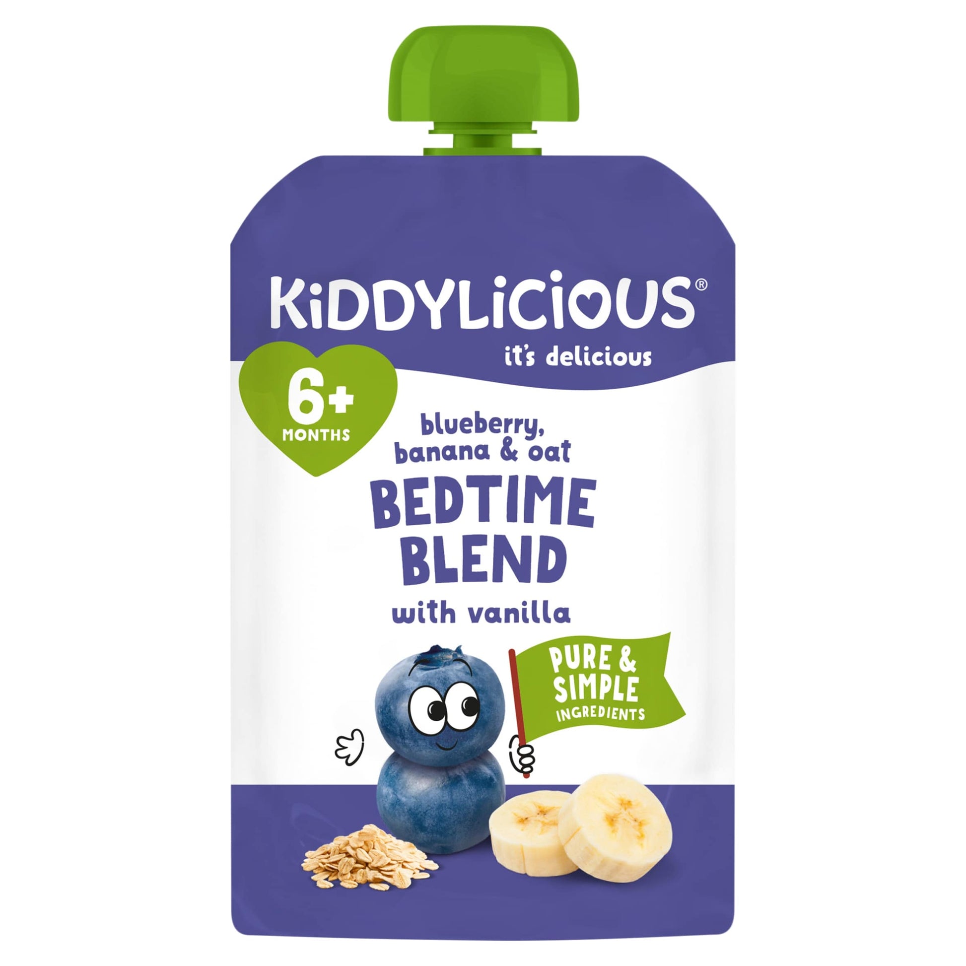 Kiddylicious Pouches Bedtime Blend Blueberry, Banana & Oat 6m+ 100g — image 1