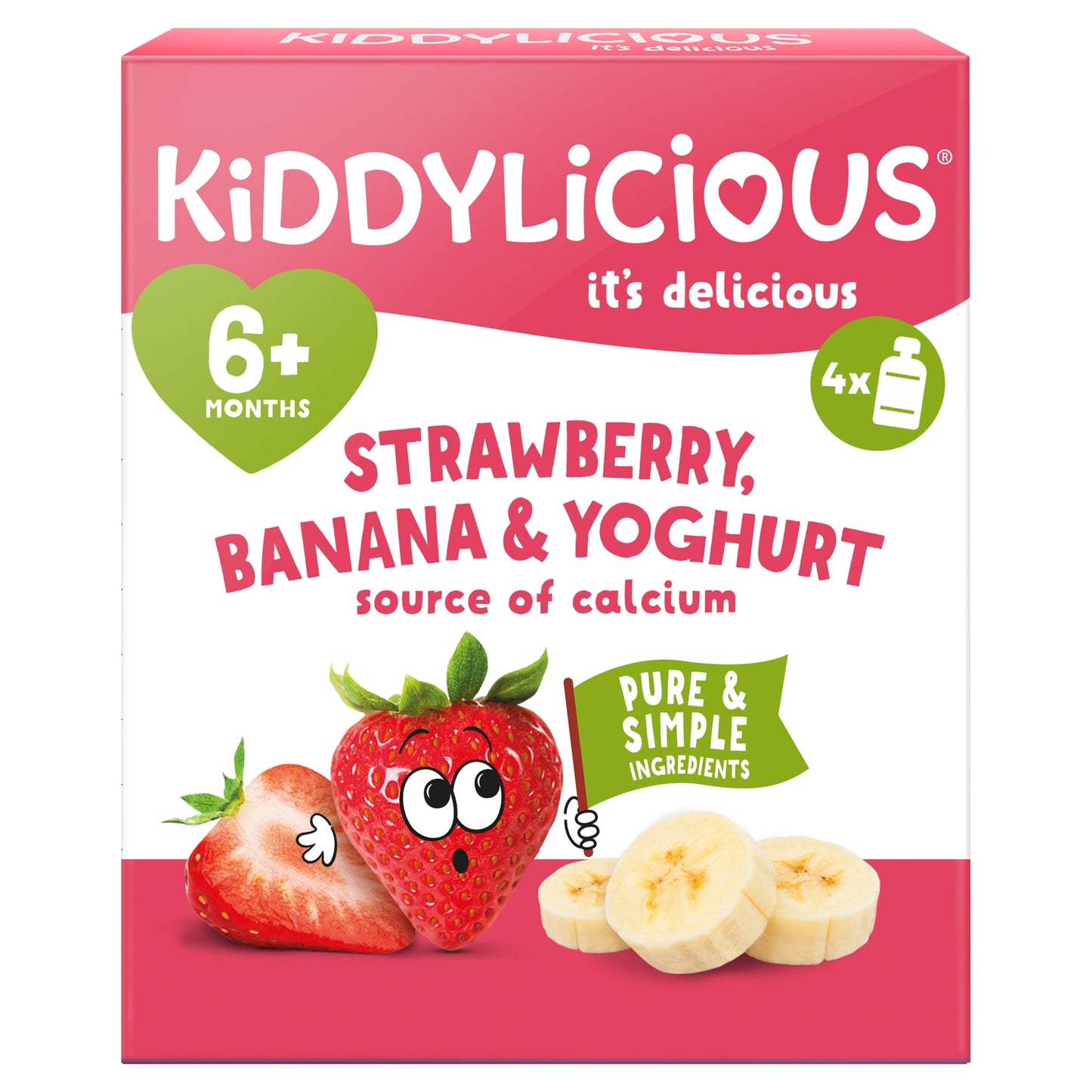 Kiddylicious Pouches Strawberry, Banana & Yoghurt 6m+ 4 x 100g — image 1