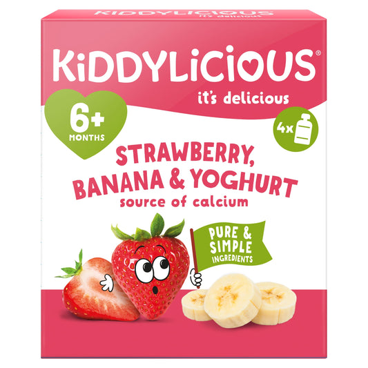 Kiddylicious Pouches Strawberry, Banana & Yoghurt 6m+ 4 x 100g — image 1