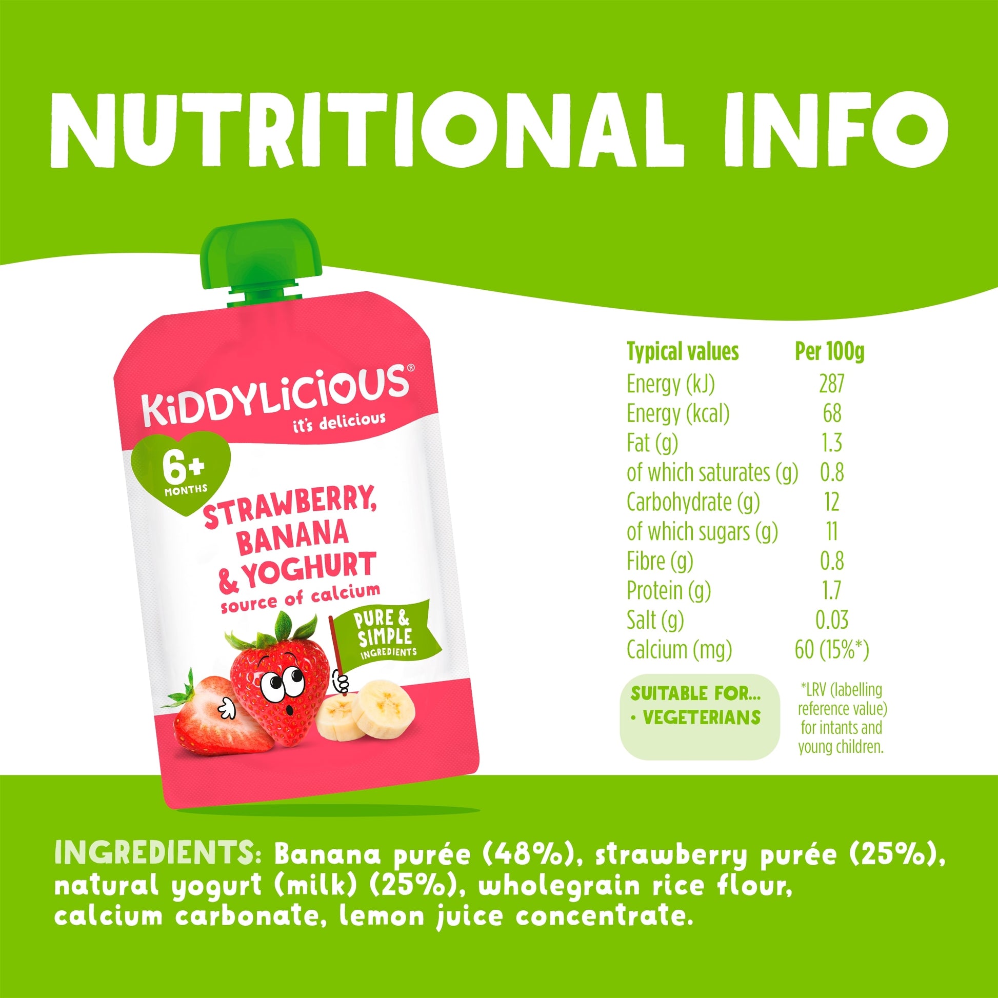 Kiddylicious Pouches Strawberry, Banana & Yoghurt 6m+ 4 x 100g — image 3