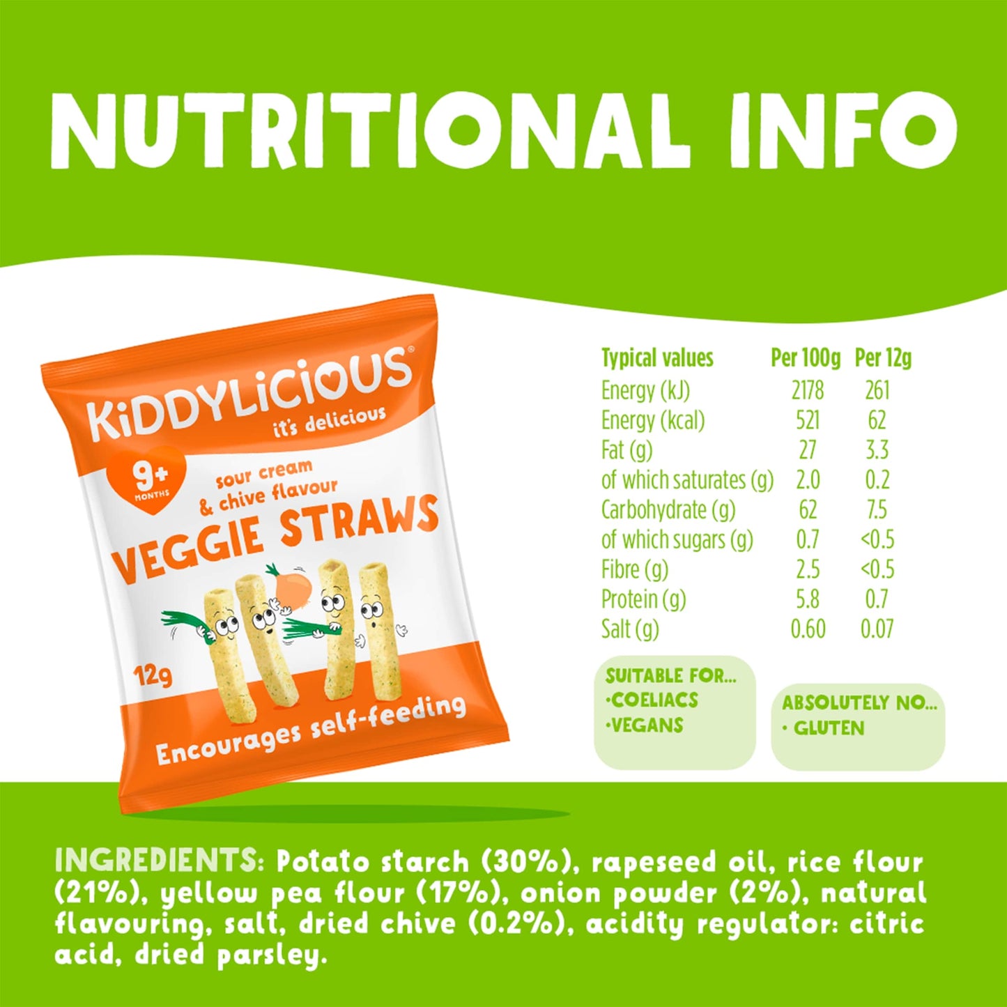 Kiddylicious Sour Cream & Chive Straws 4 X 12G — image 3