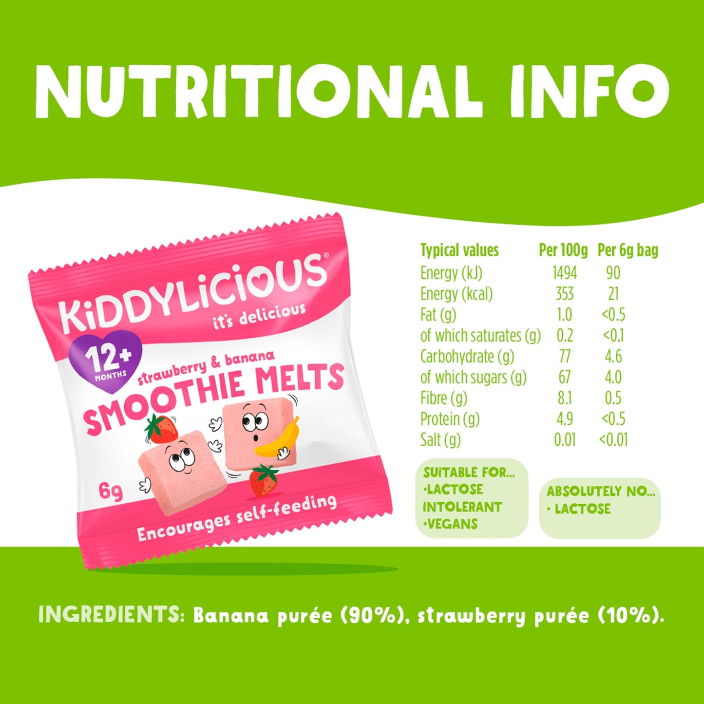 Kiddylicious Strawberry & Banana Melt 12M+4Pk 24G — image 3