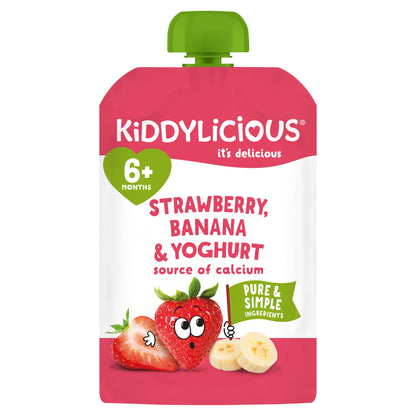 Kiddylicious Strawberry Banana & Yogurt Pouch 100g — image 1