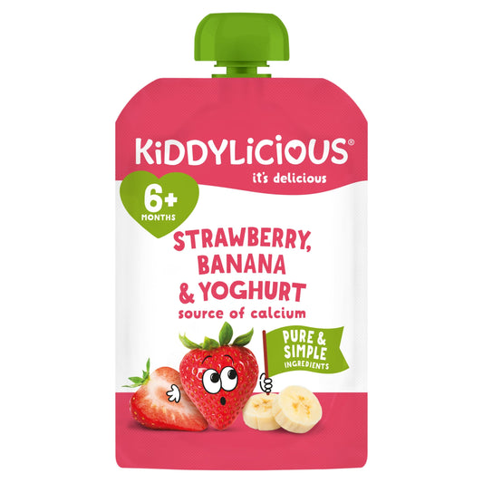 Kiddylicious Strawberry Banana & Yogurt Pouch 100g — image 1