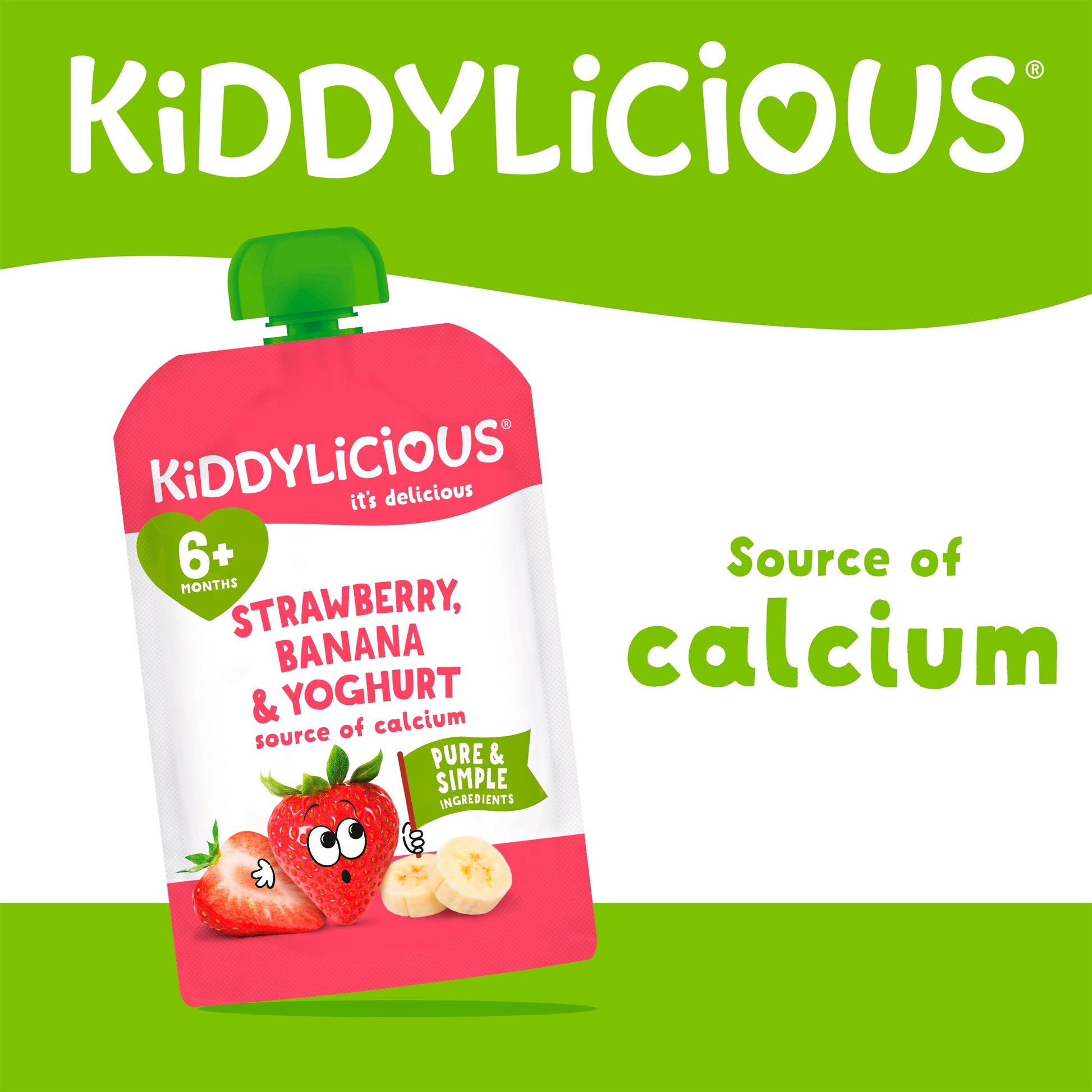 Kiddylicious Strawberry Banana & Yogurt Pouch 100g — image 2