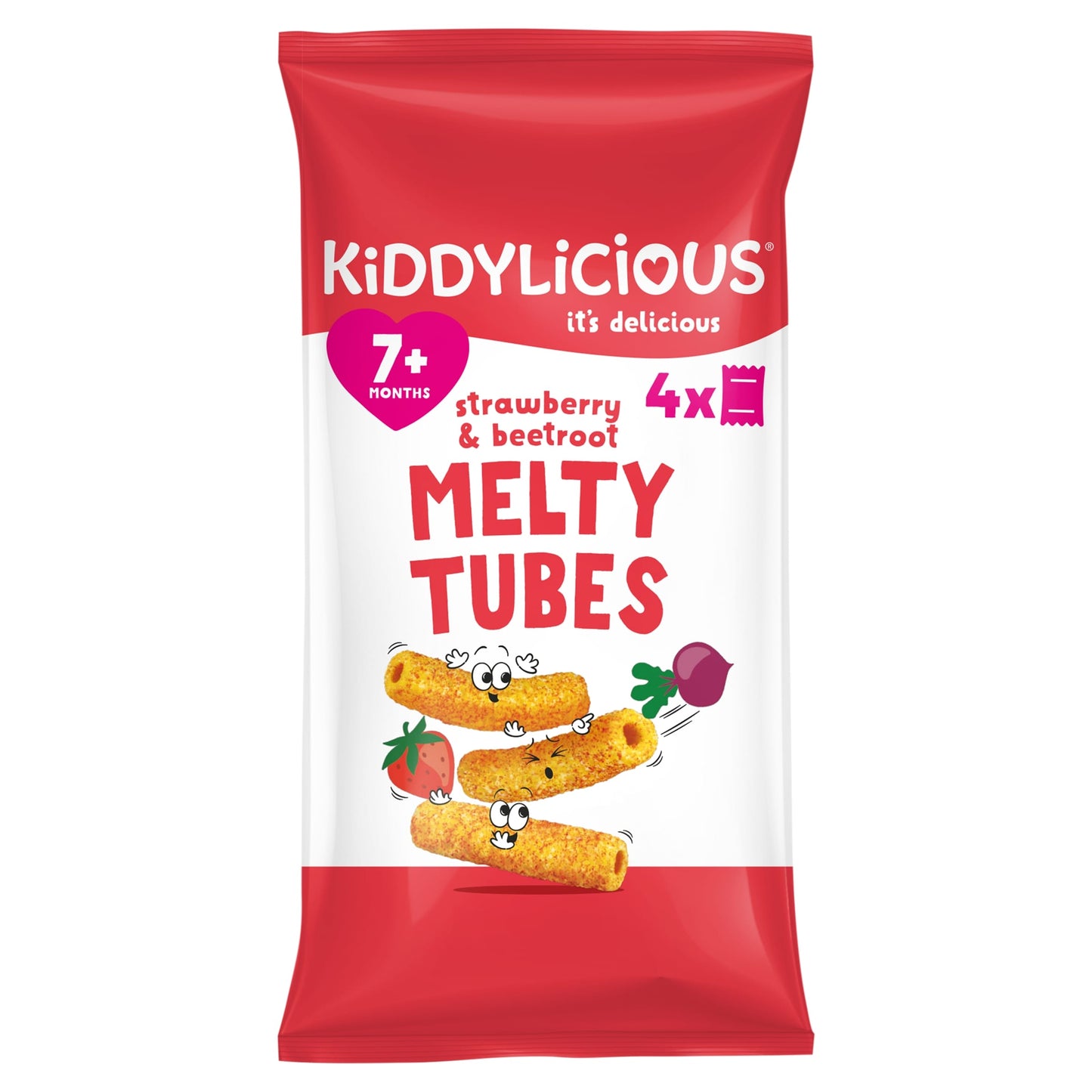 Kiddylicious Strawberry & Beetroot Melty Tubes 4 x 10g — image 1