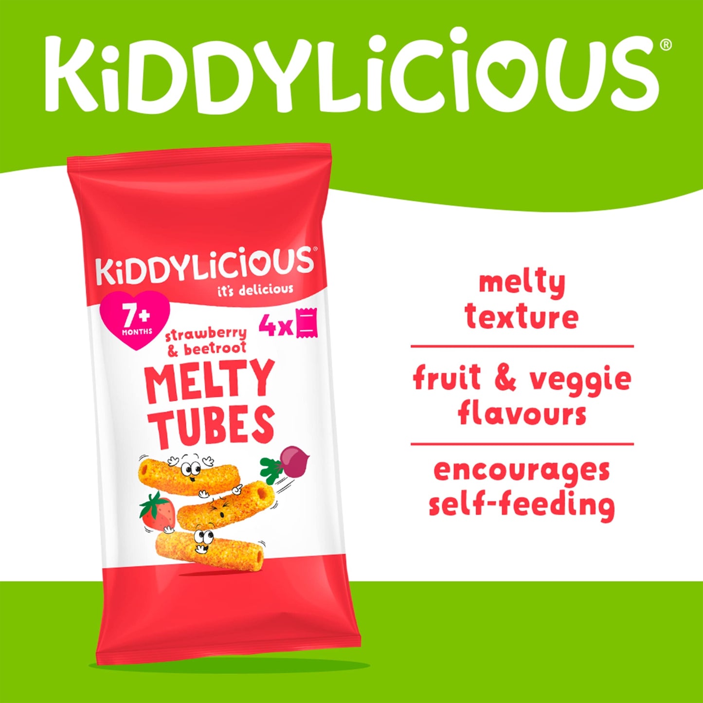 Kiddylicious Strawberry & Beetroot Melty Tubes 4 x 10g — image 2